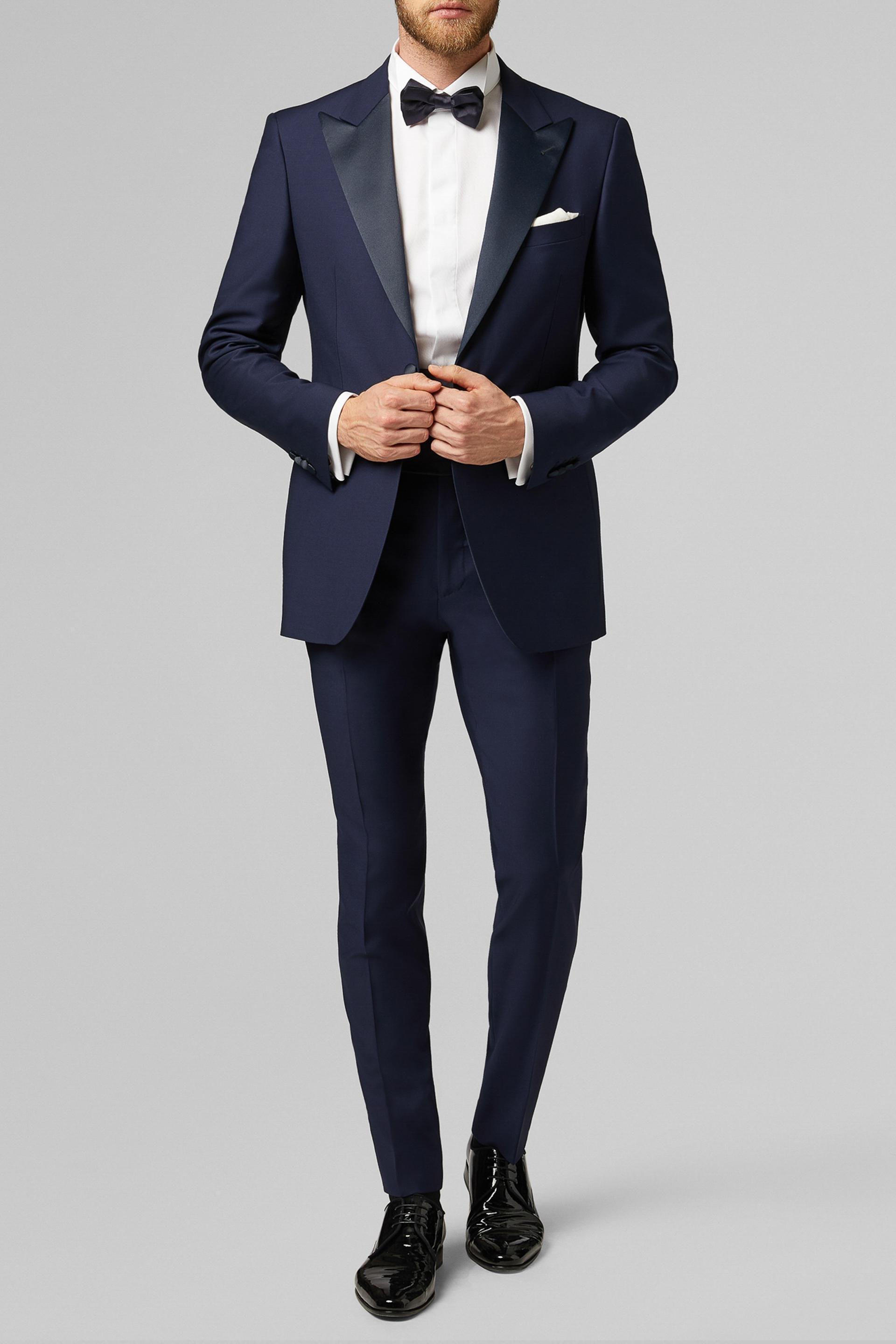 Blue Satin Side Stripes Smoking Trousers, , large image number 0