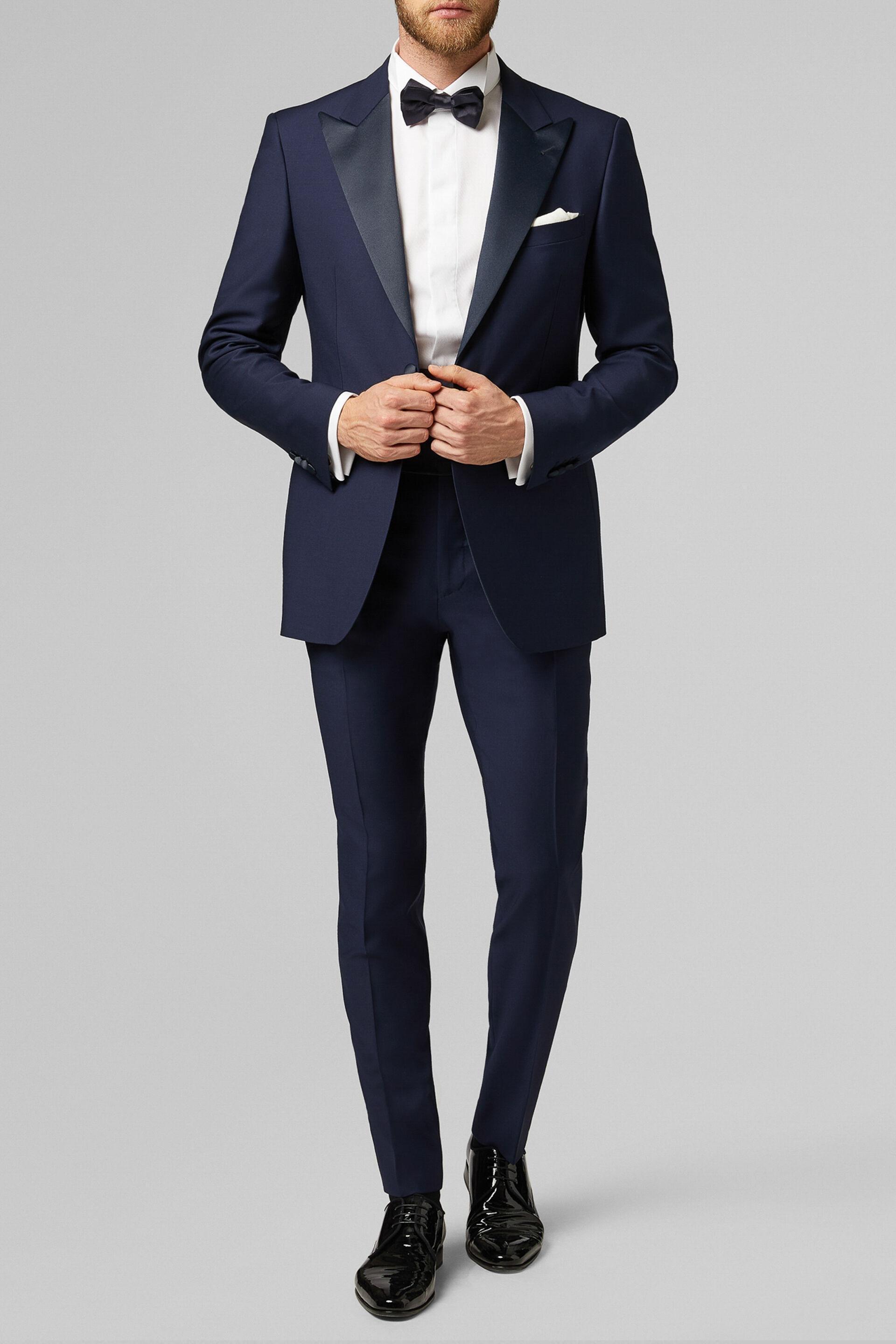 Solid Formal Full Length Trousers Navy, Navy blue, medium