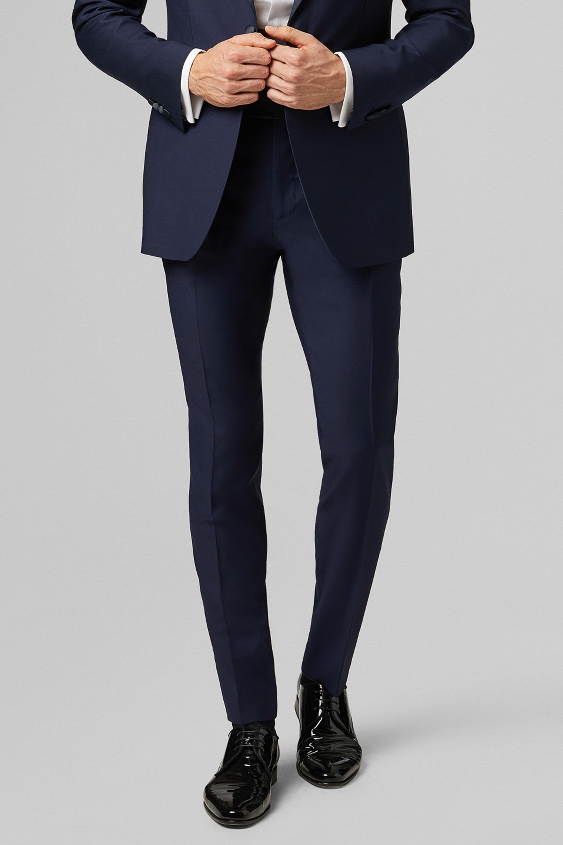 Blue Satin Side Stripes Smoking Trousers, , large image number 1
