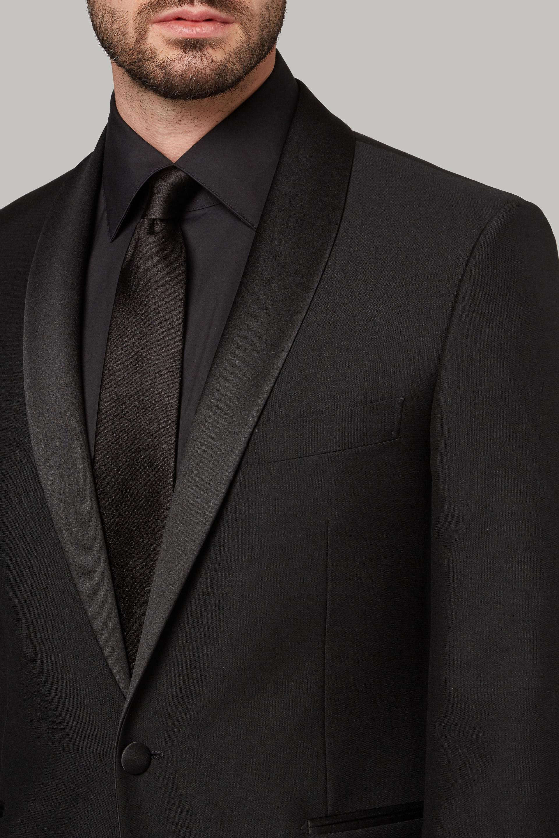 Black Shawl Lapel Smoking Blazer, , large image number 2