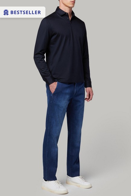 Boggi Milano - Blue Pima Cotton Jersey Polo Shirt