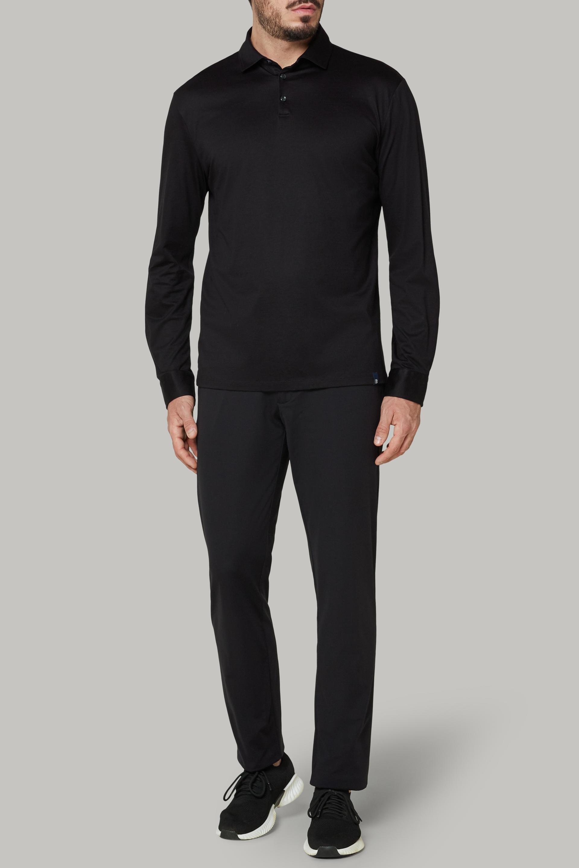 Black Pima Cotton Jersey Polo Shirt, , large image number 0