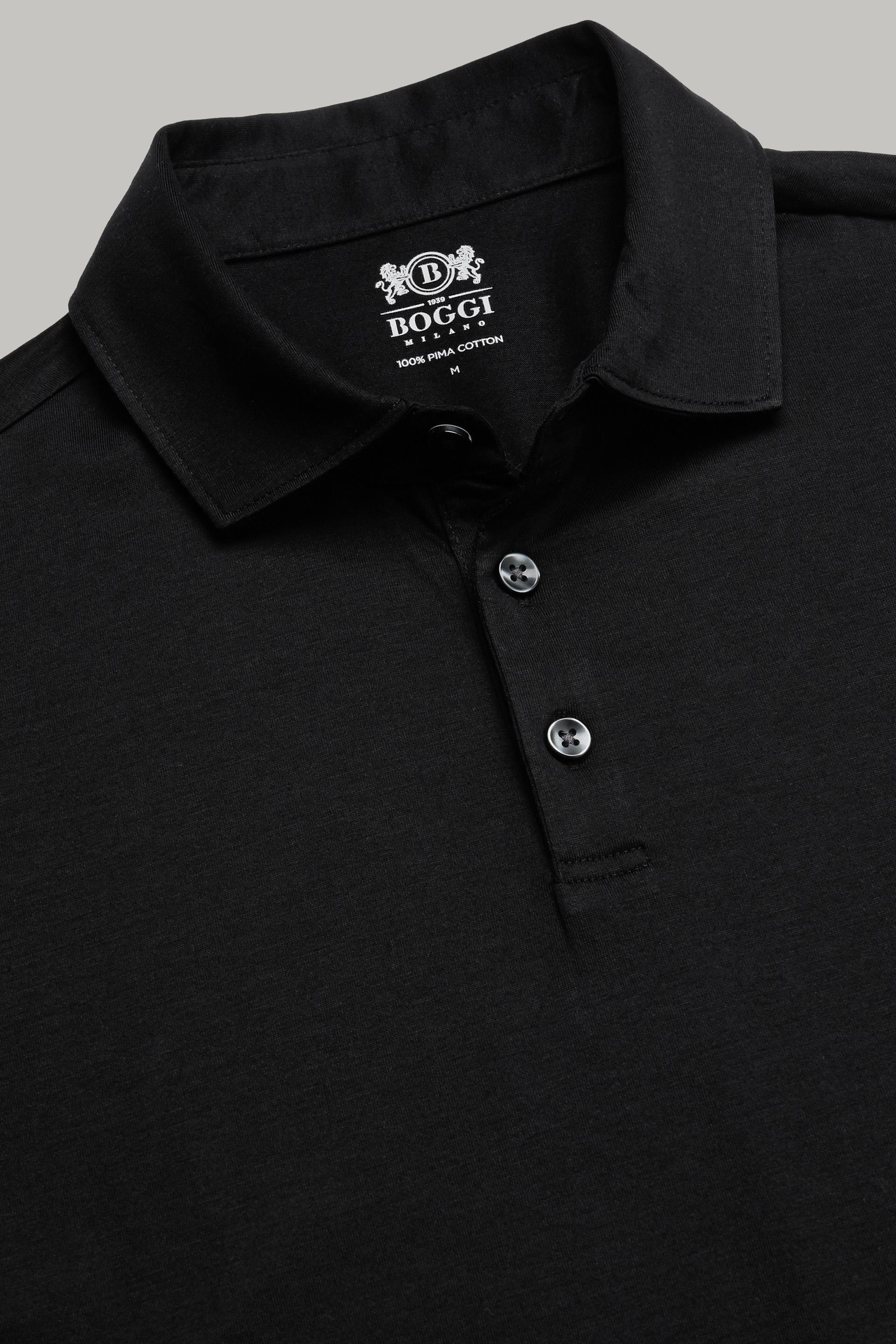 Black Pima Cotton Jersey Polo Shirt, , large image number 2