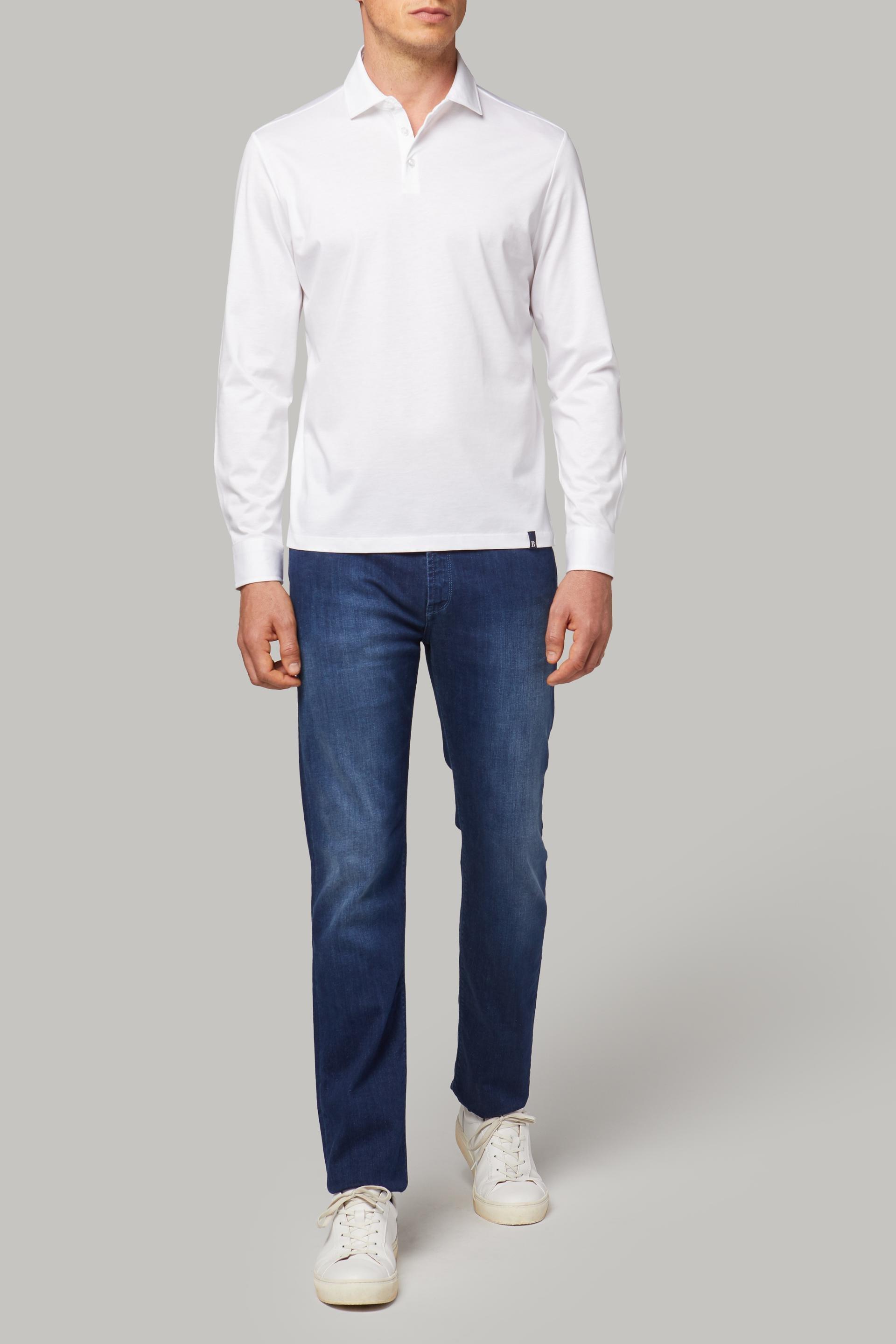White Pima Cotton Jersey Polo Shirt, , large image number 0