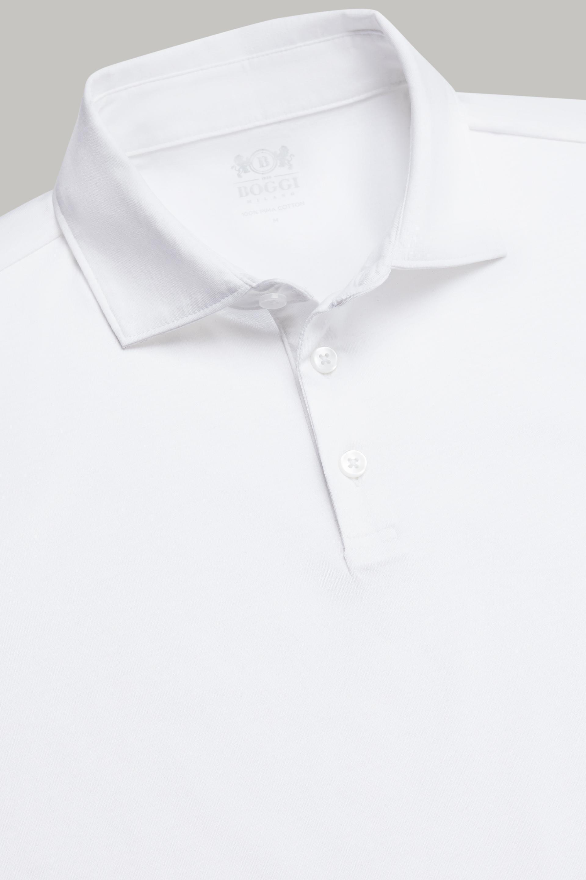 Long Sleeved Regular Fit Polo Shirt In Pima Cotton Jersey White, White, large image number 6