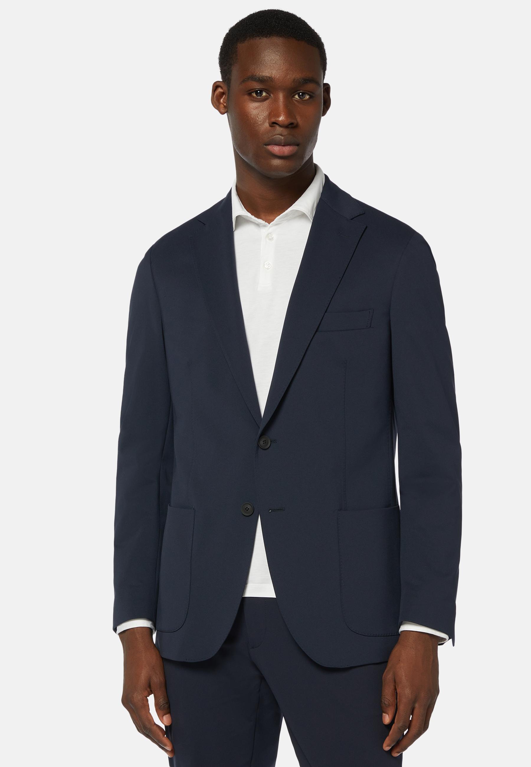 Navy Nylon Stretch B Tech Blazer, , large image number 0