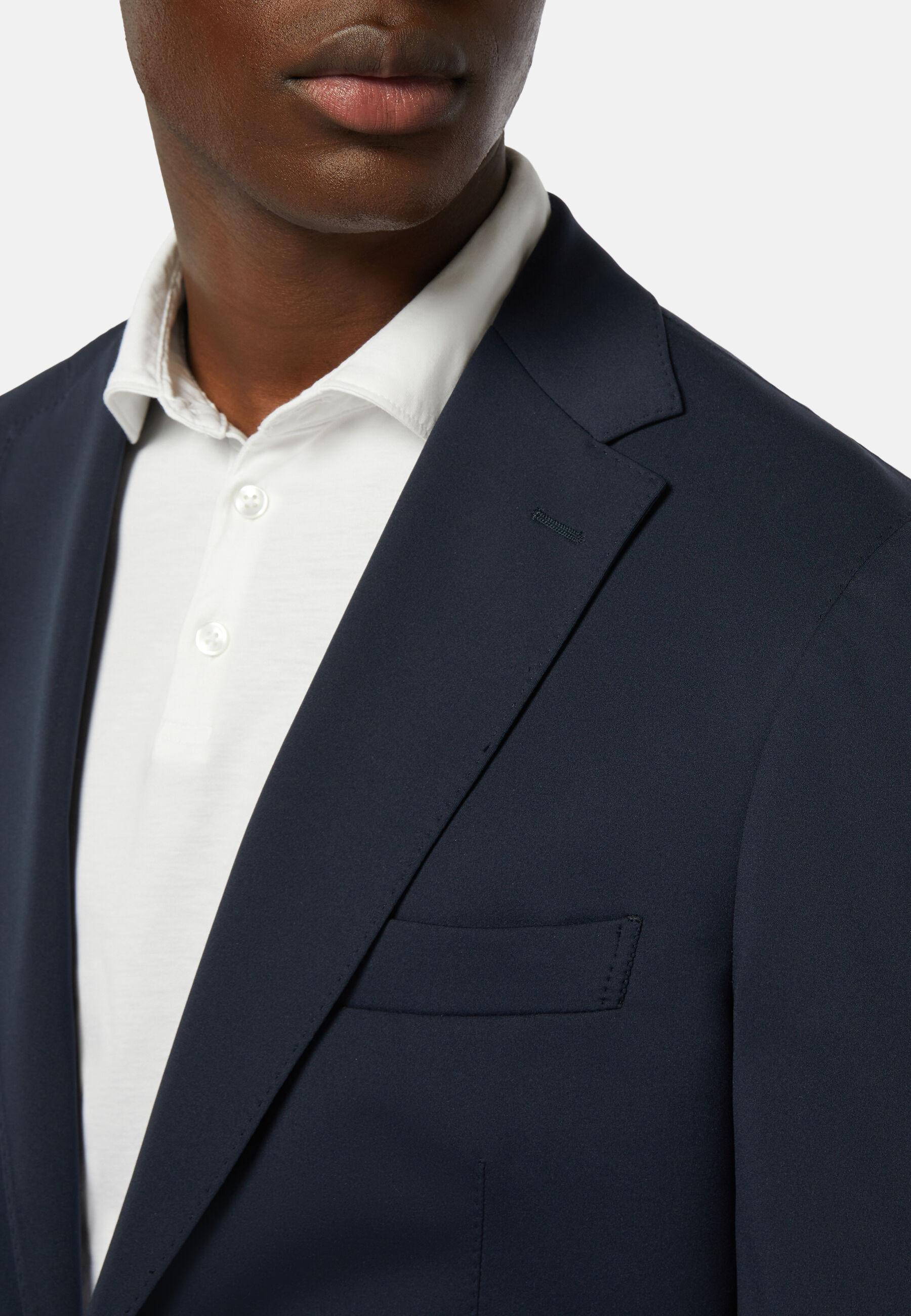 Blazer in Navy Nylon Stretch B-Tech, Navy blue, large image number 6