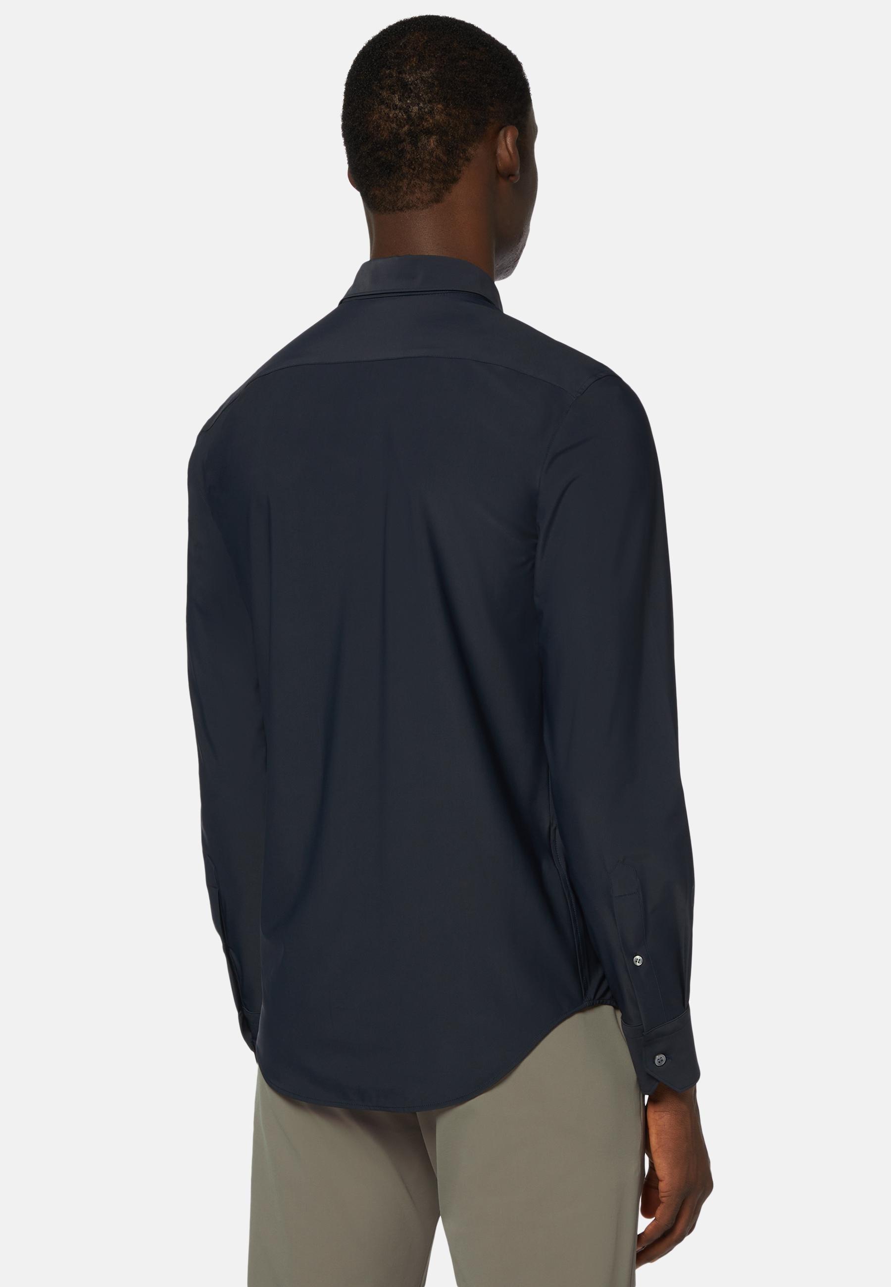 Navy Stretch Nylon Slim Fit Shirt, , large image number 1