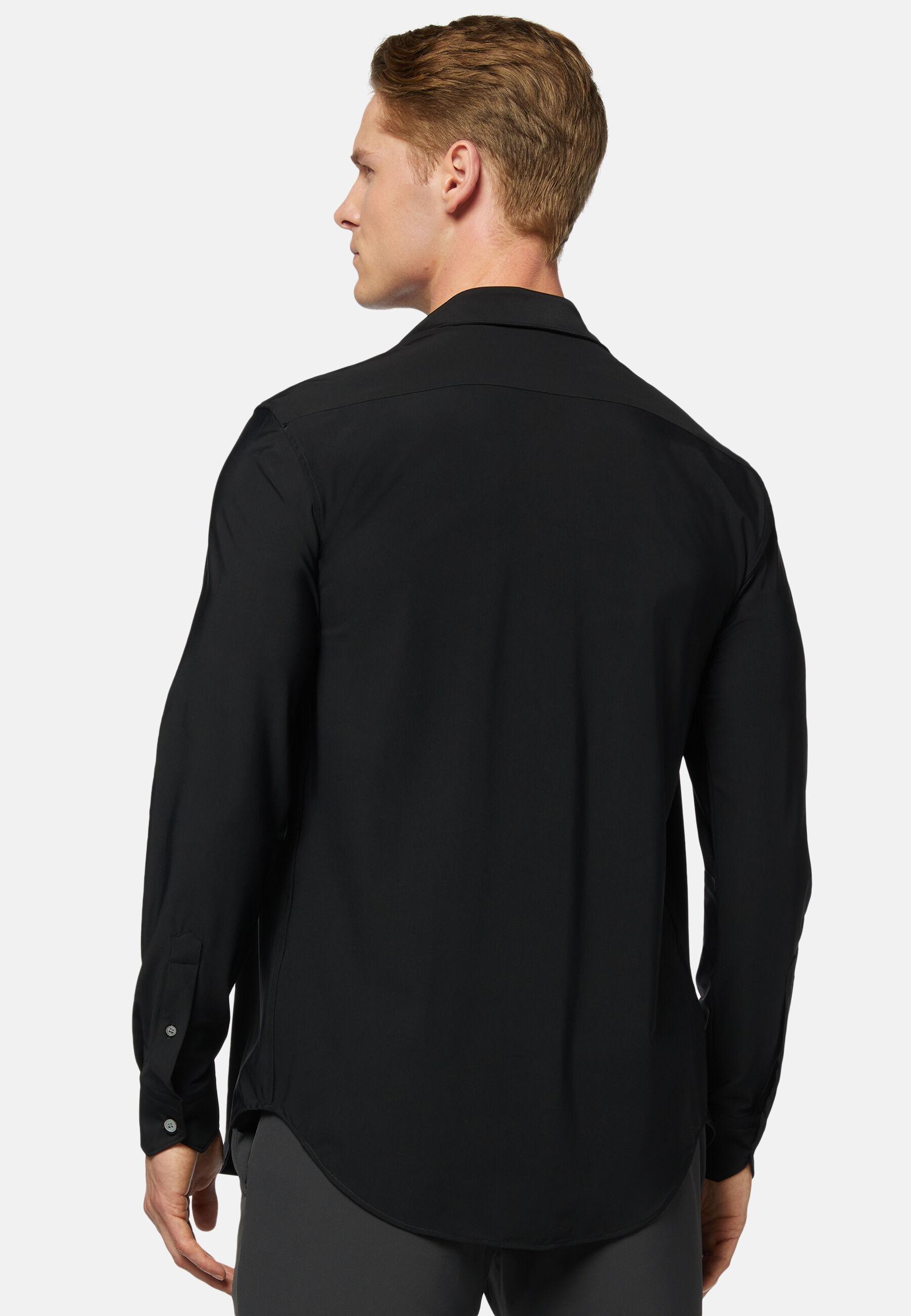 Black Stretch Nylon Slim Fit Shirt Black, Black, large image number 3