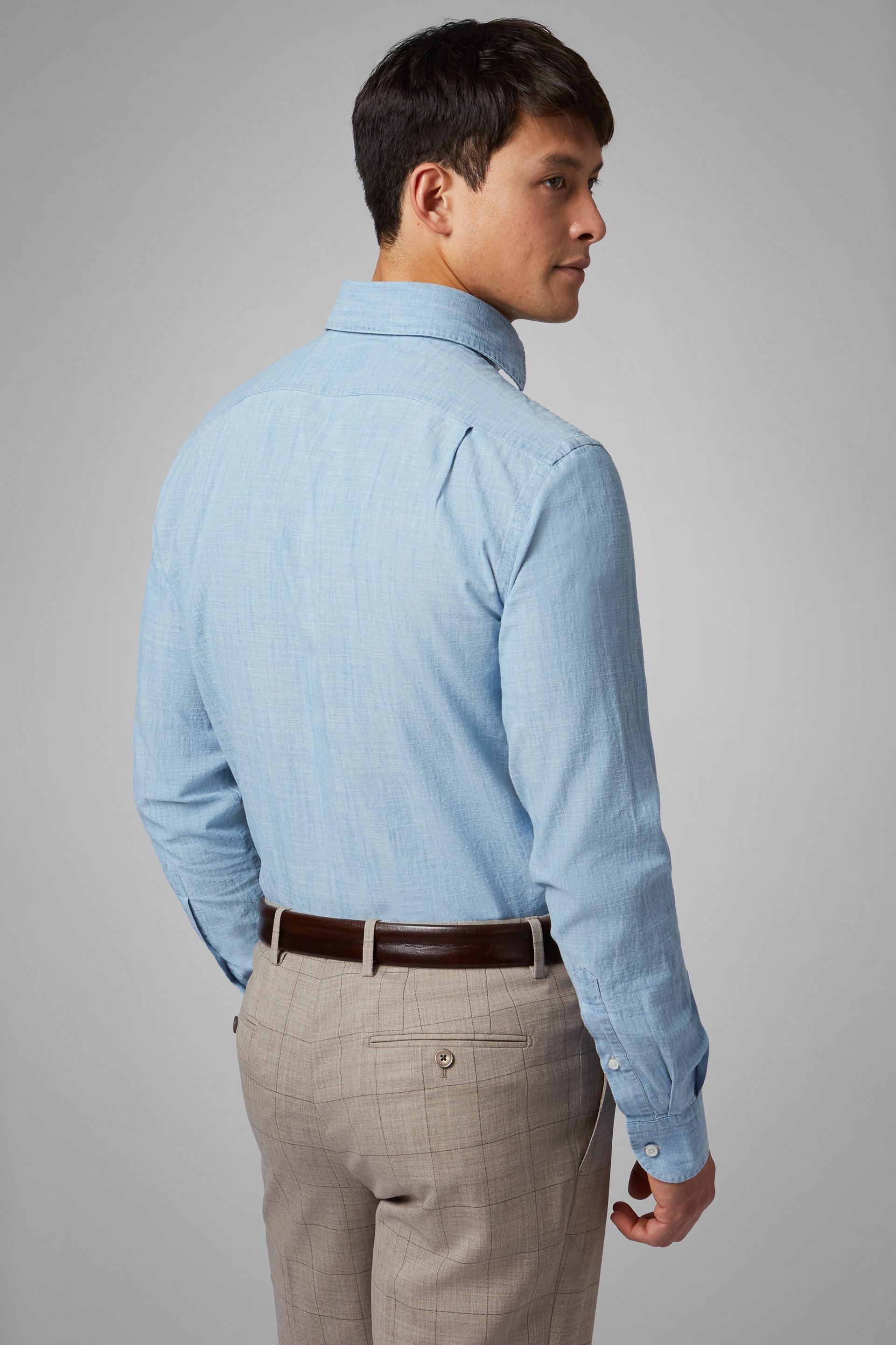 Denim Shirt With Cuban Collar, , large image number 1