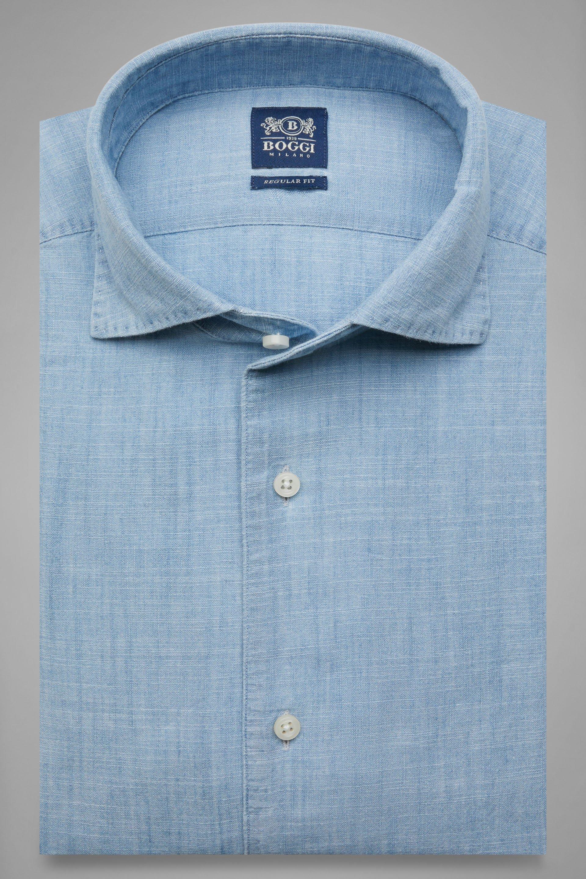 Denim Shirt With Cuban Collar, , large image number 2