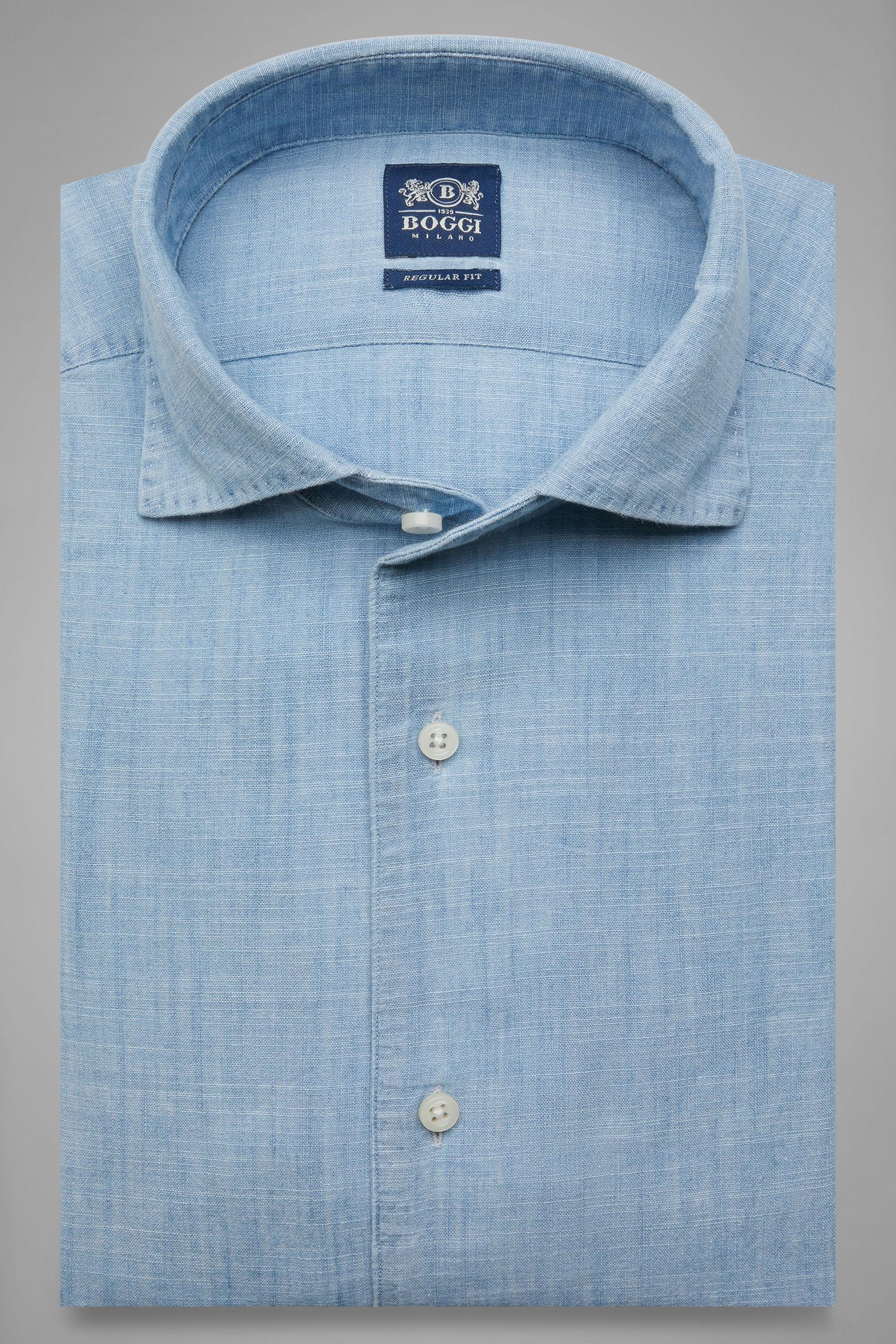 Denim Shirt With Cuban Collar, , large image number 3