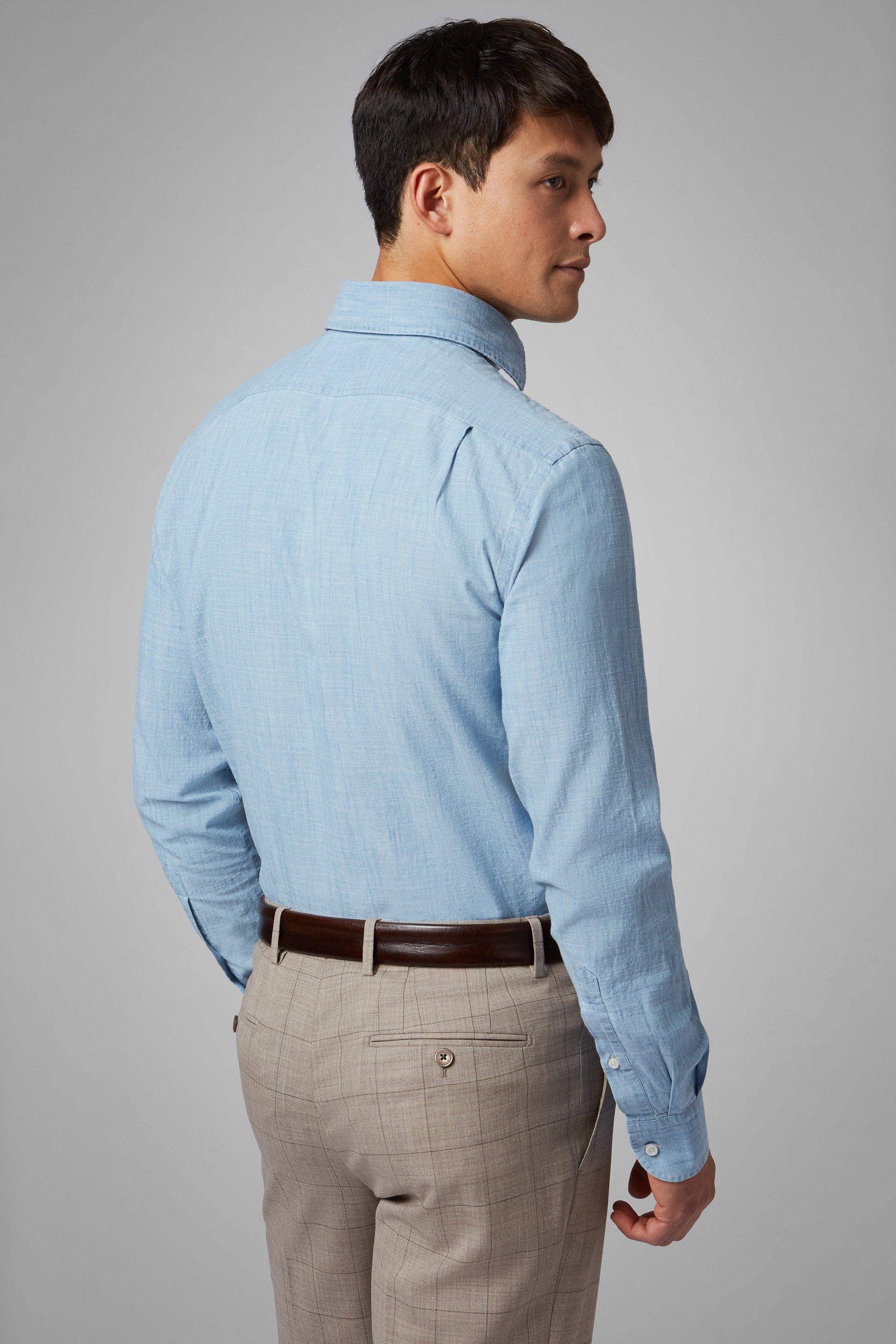 Denim Shirt With Cuban Collar, , large image number 4