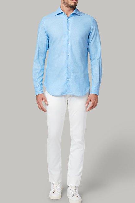 Light blue Regular Fit Turquoise Shirt With Cuban Collar, Turquoise, medium