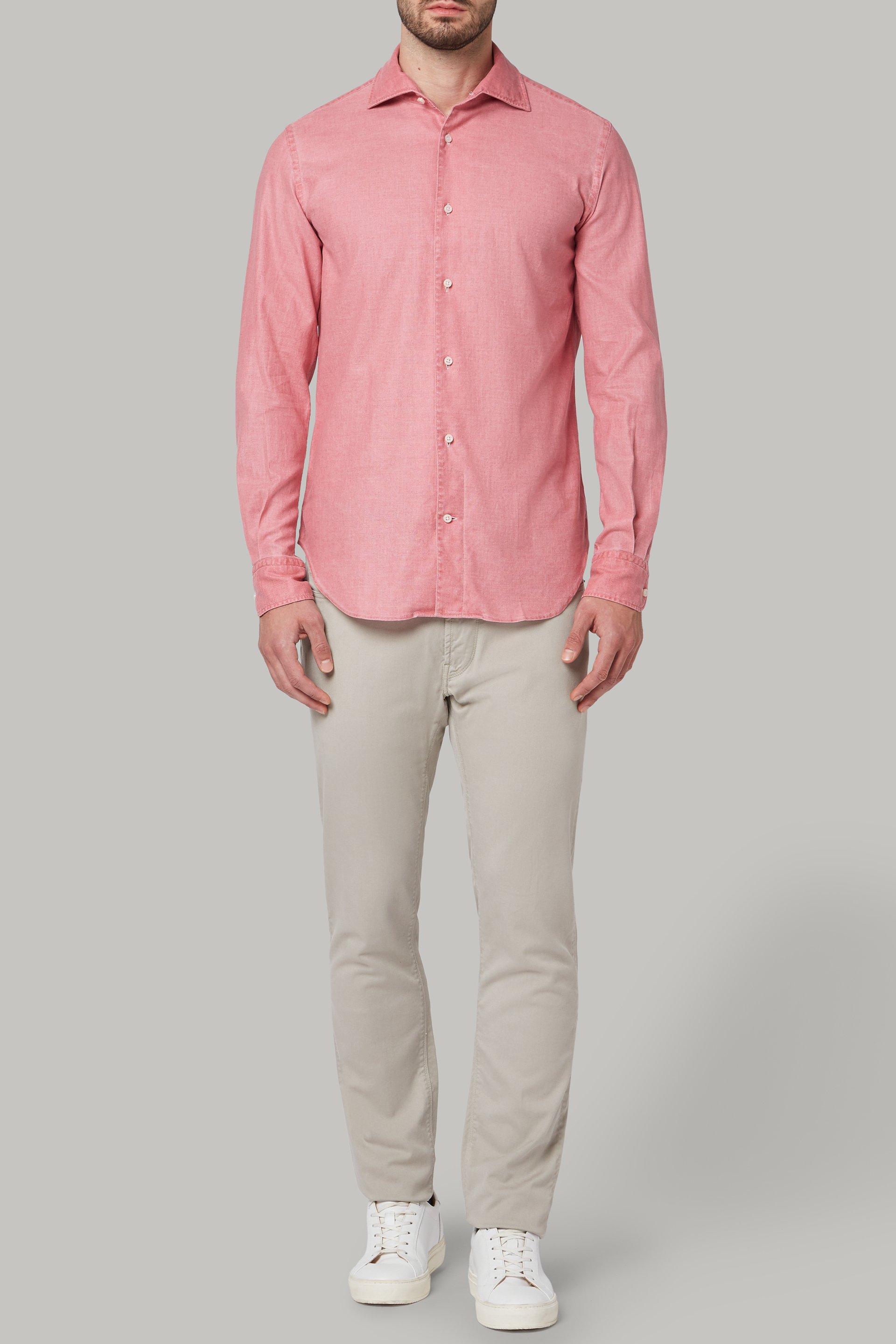 Red Regular Fit Red Shirt With Cuban Collar, Red, medium