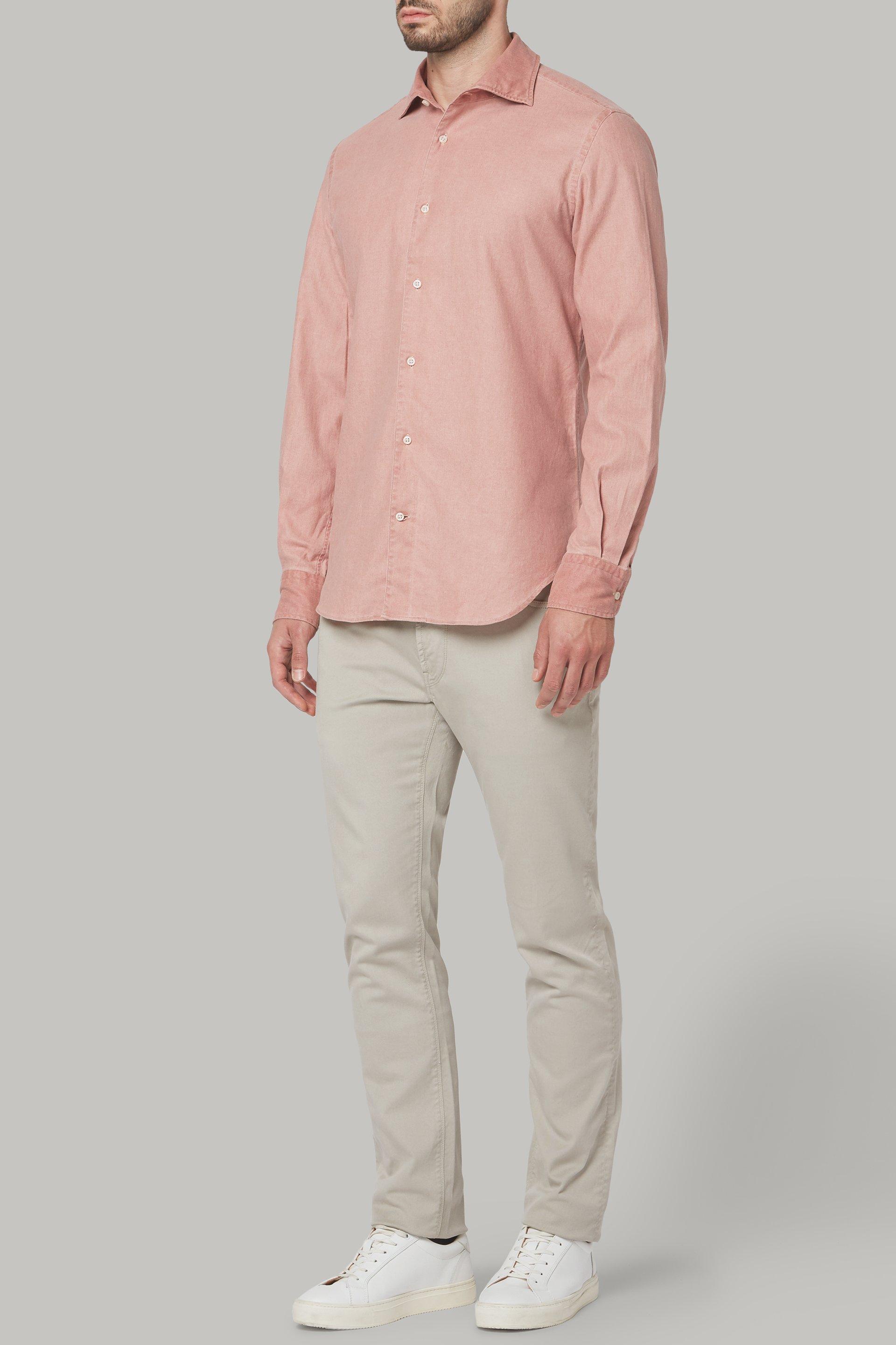 Orange Regular Fit Terracotta Shirt With Cuban Collar, Brick red, medium