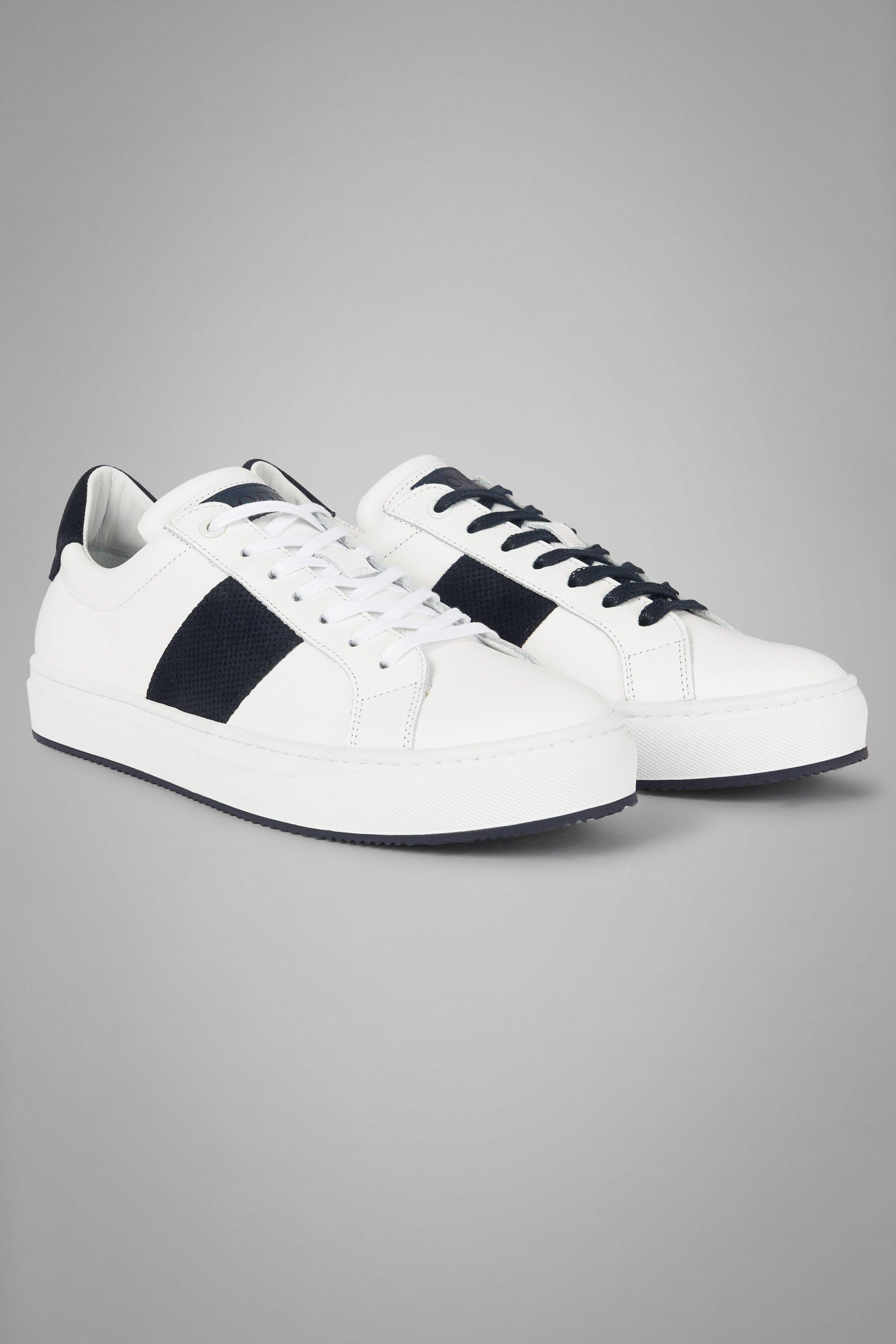 White Striped Leather Trainers, , large image number 0
