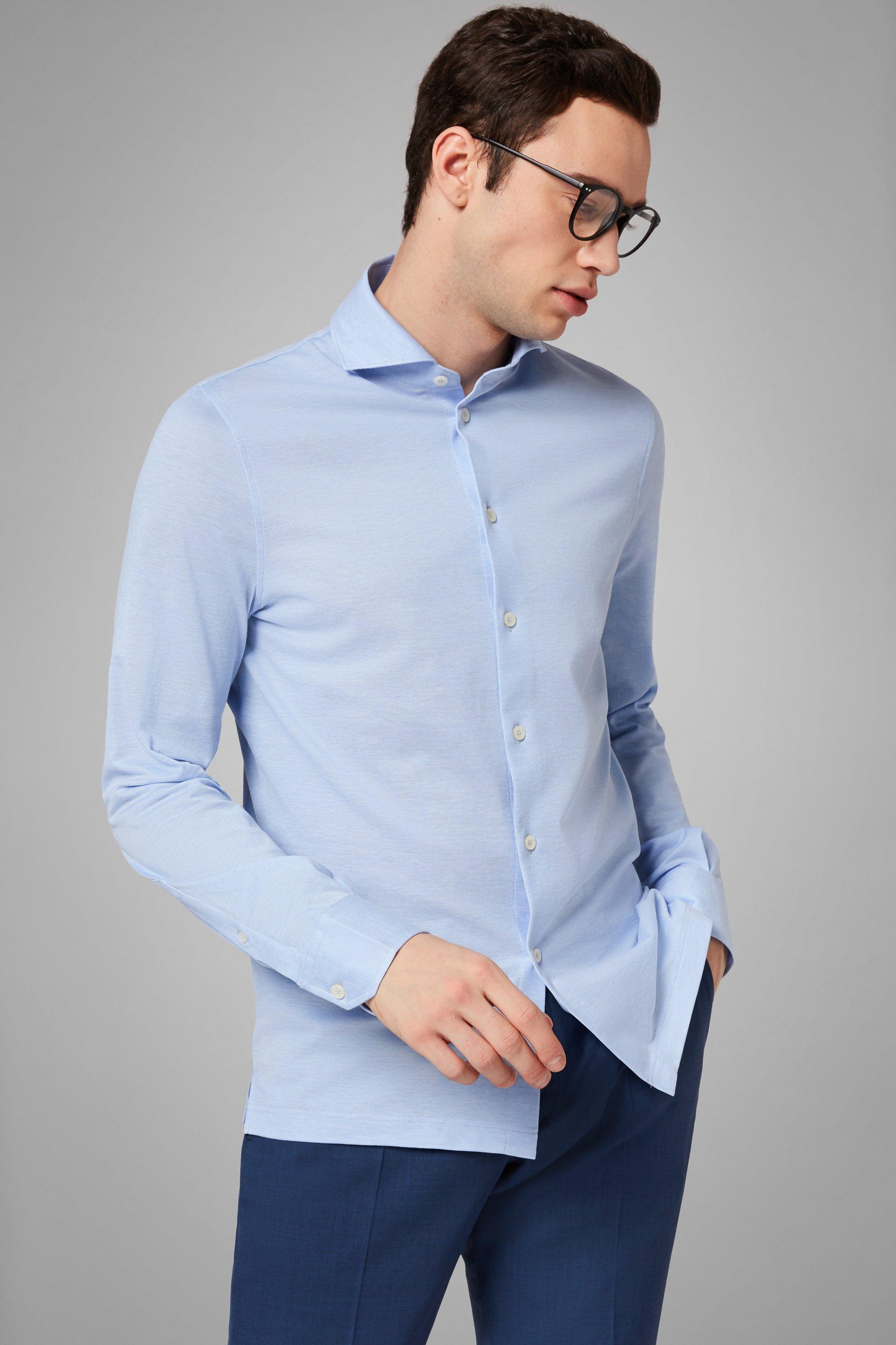 Blue Open Collar Casual Shirt, Light blue, large image number 0