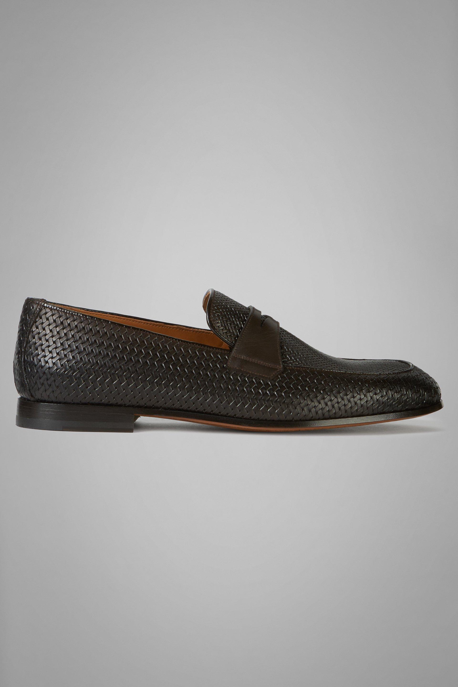 Brown Woven Leather Loafers, , large image number 0