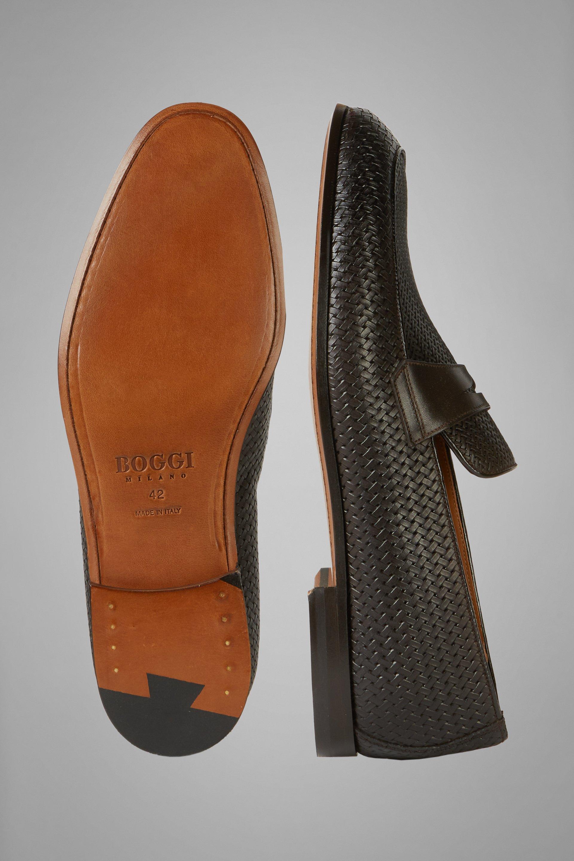 Brown Woven Leather Loafers, , large image number 2