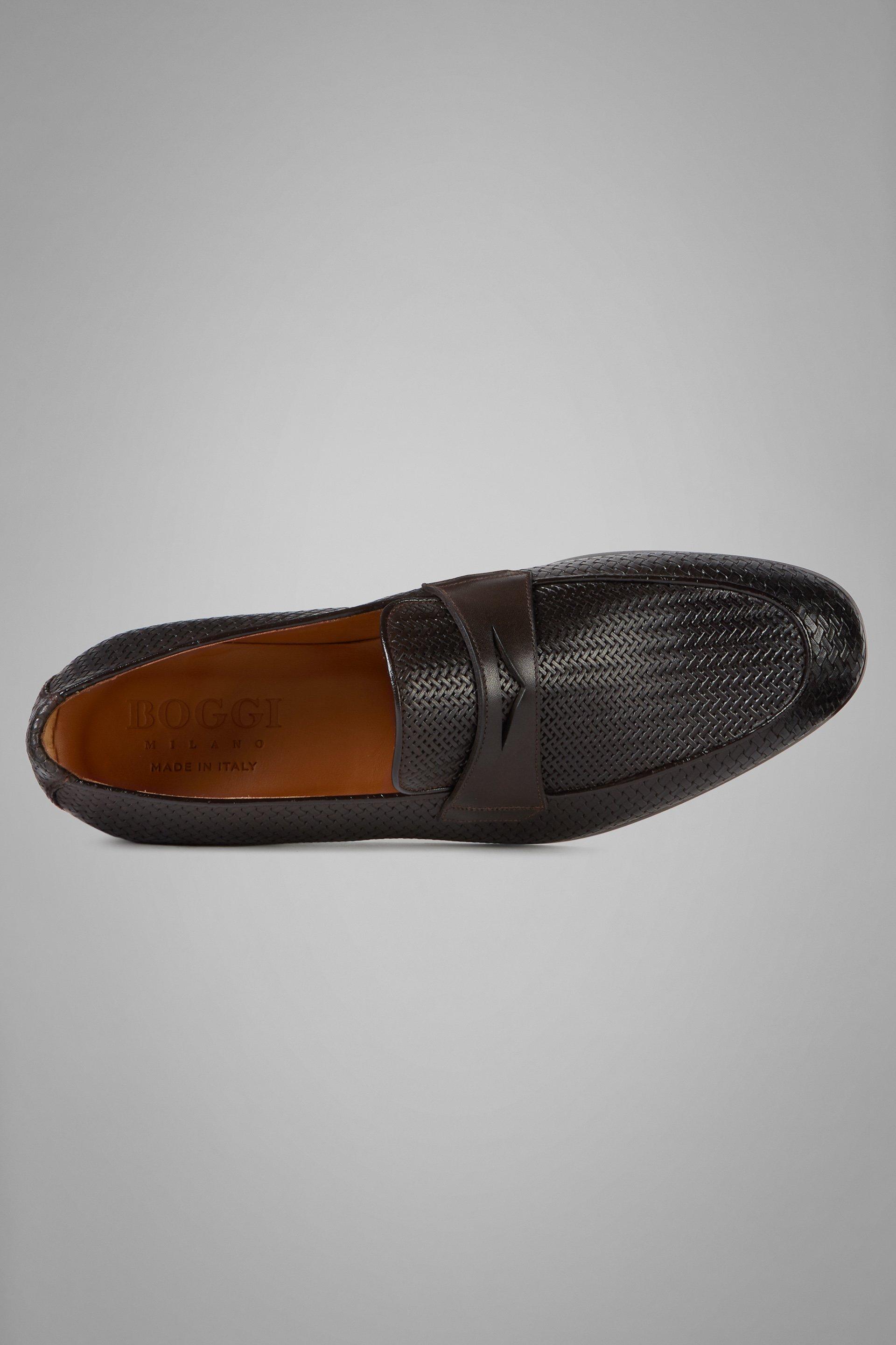 Brown Woven Leather Loafers, , large image number 3