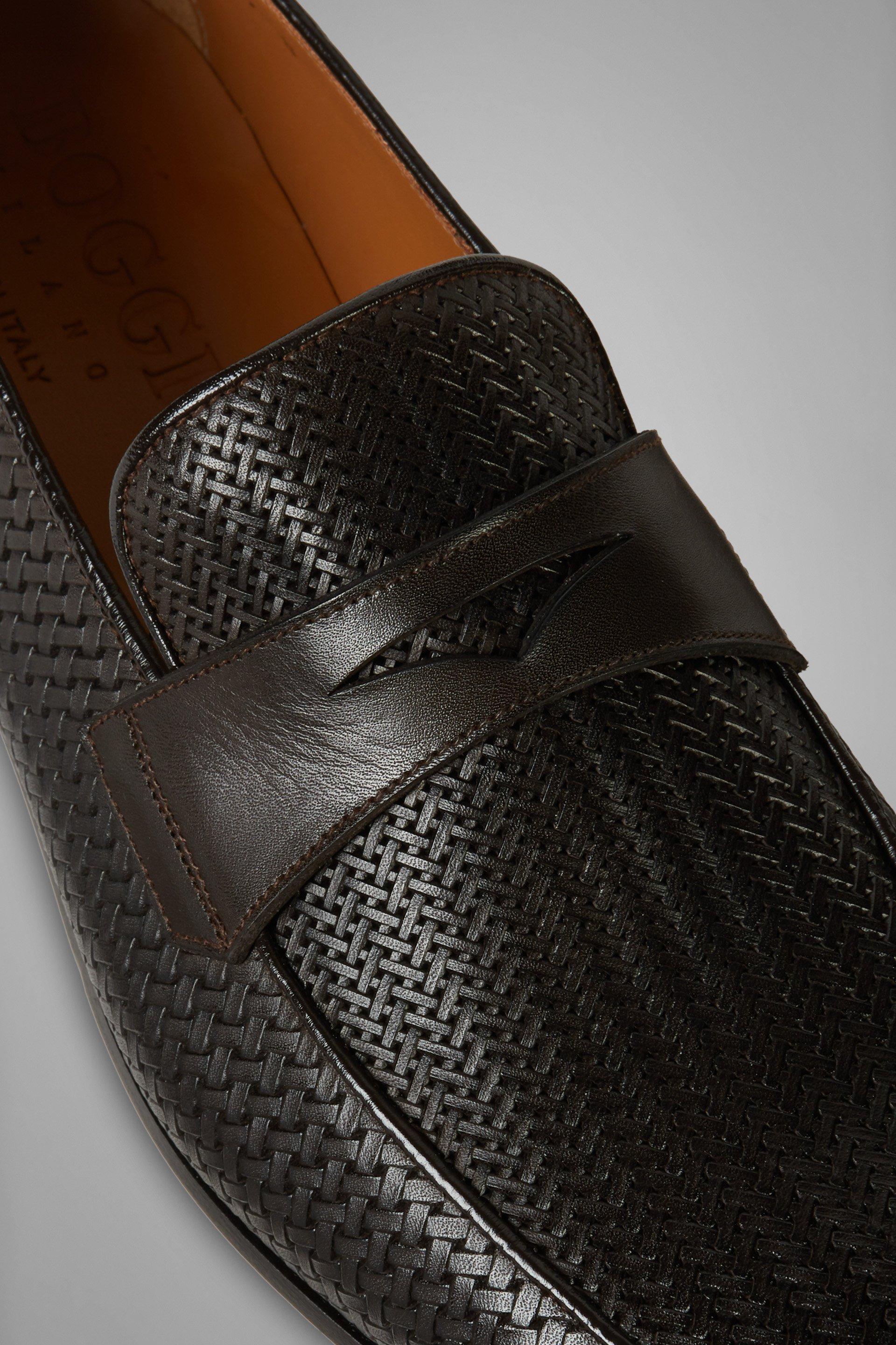 Brown Woven Leather Loafers, , large image number 4
