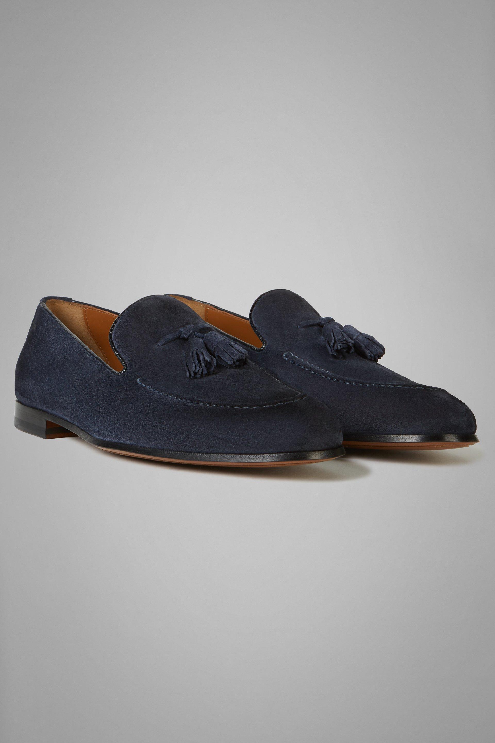 Blue Tassel Details Suede Loafers, , large image number 0
