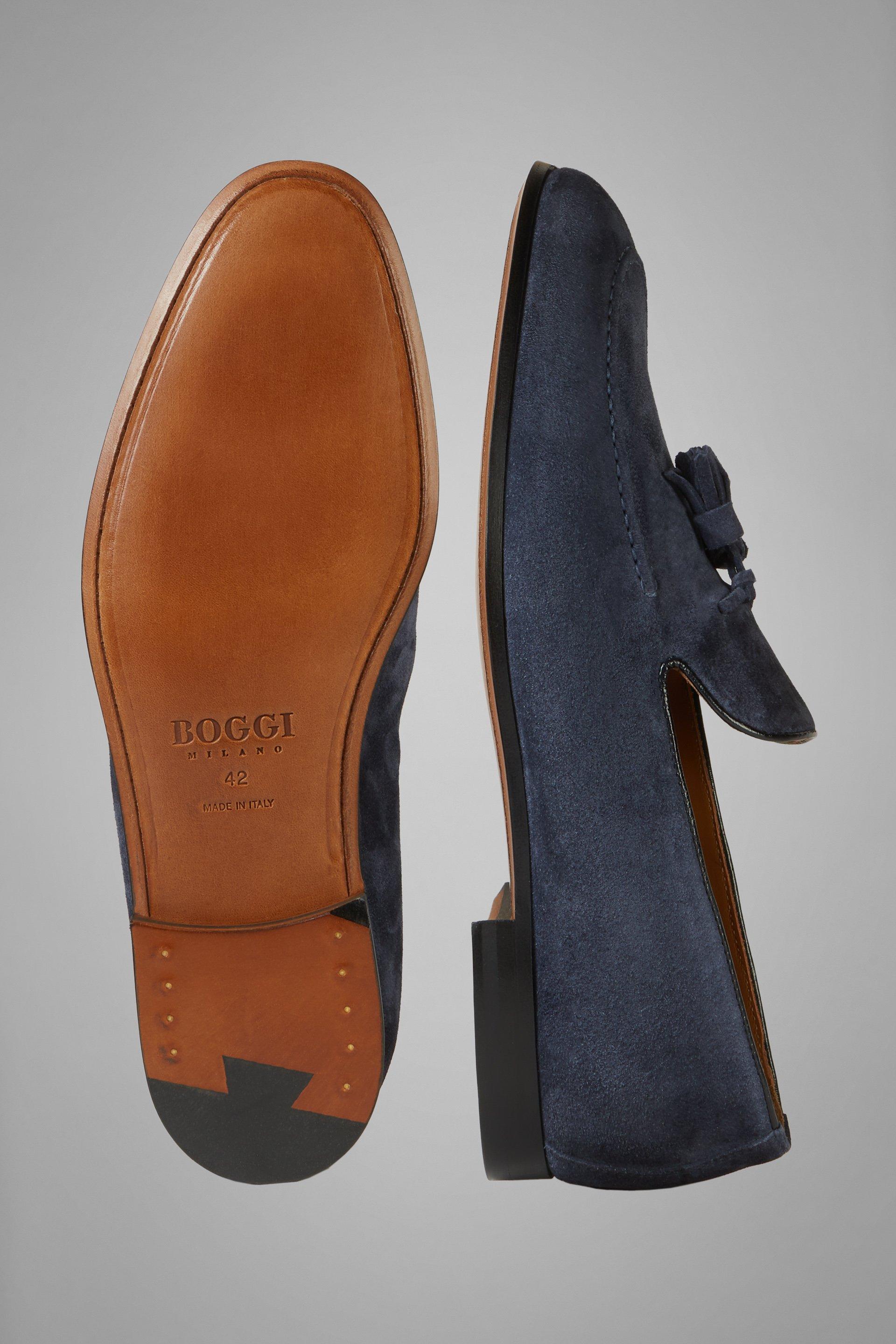 Blue Tassel Details Suede Loafers, , large image number 1