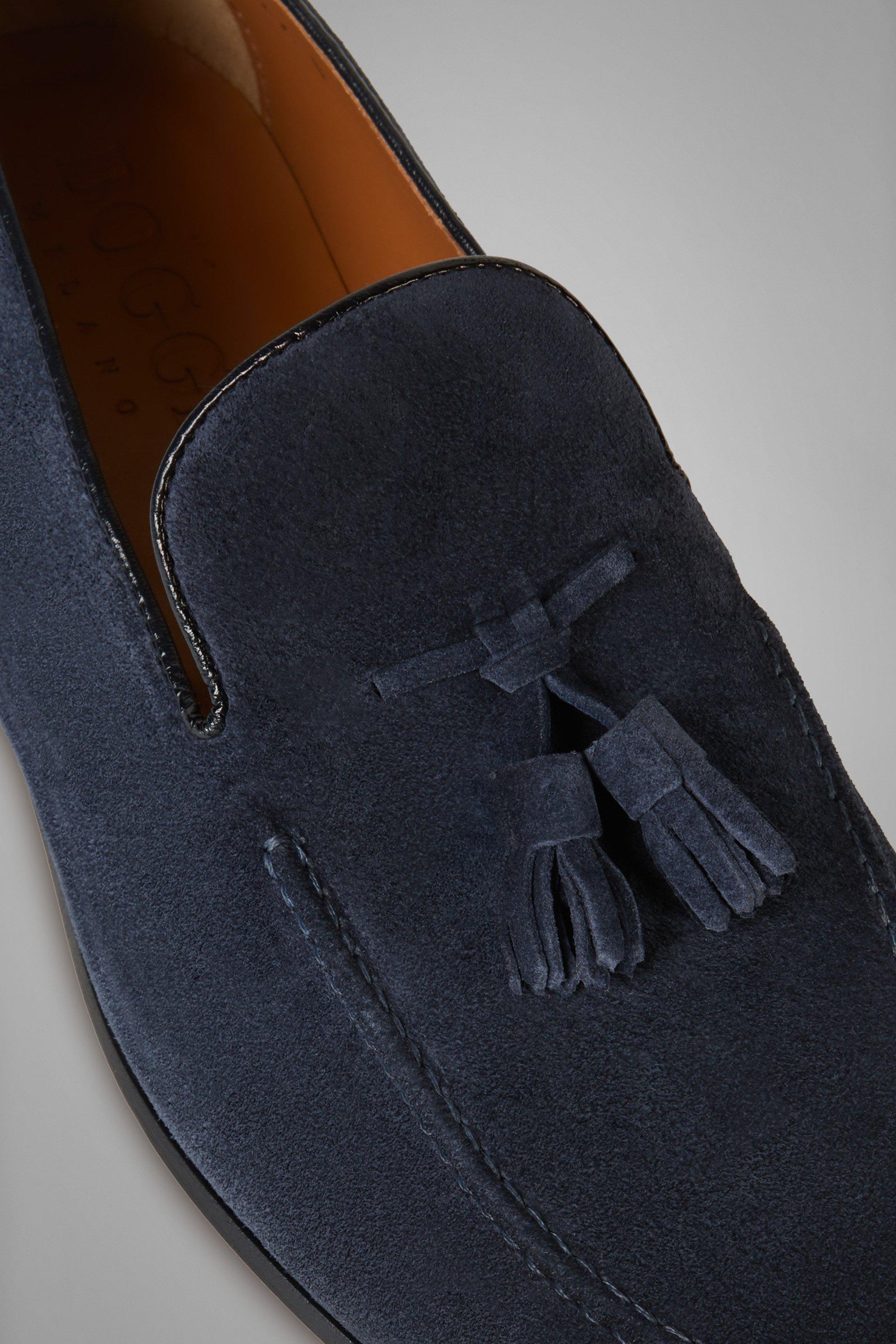 Blue Tassel Details Suede Loafers, , large image number 2