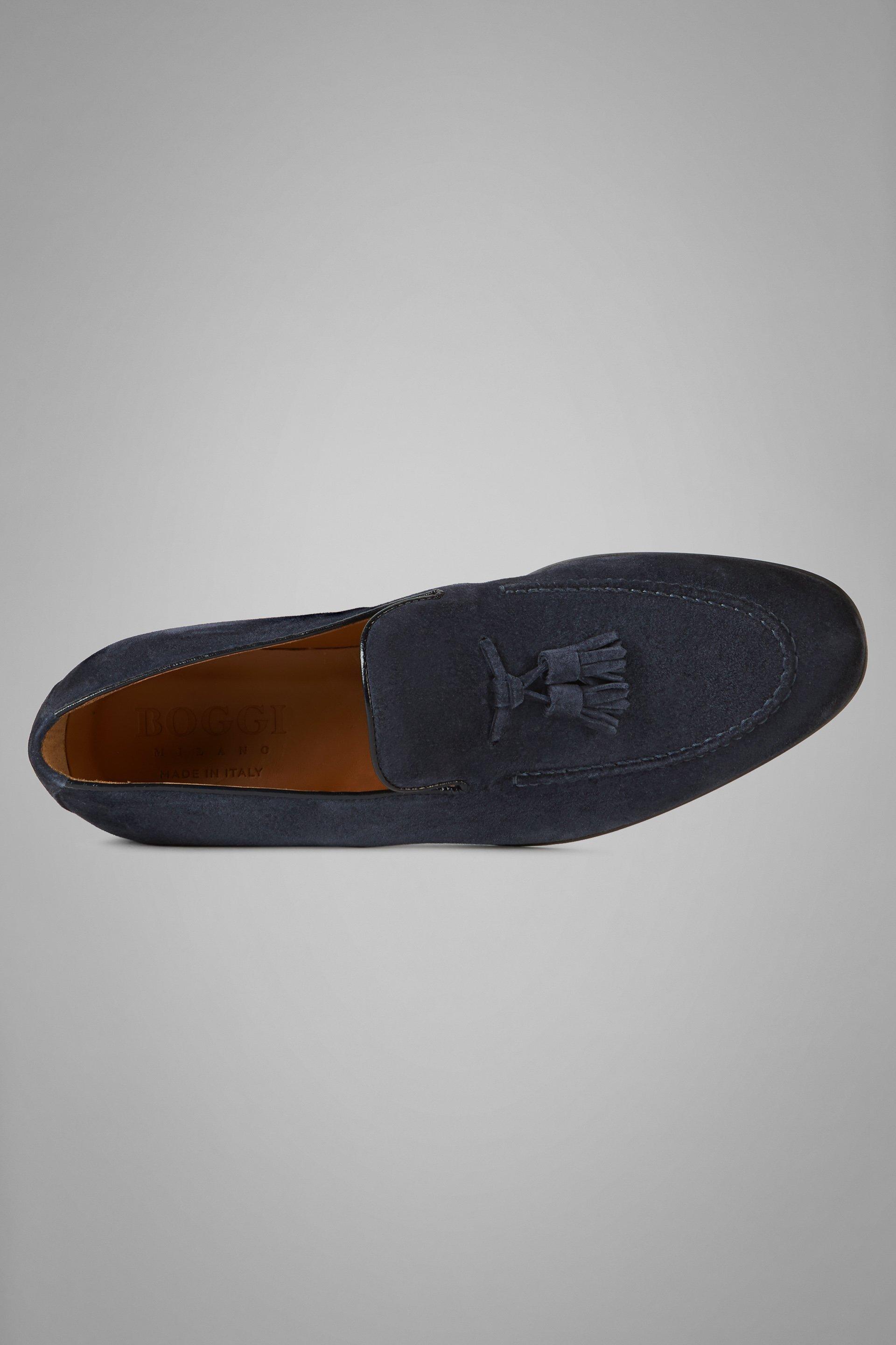 Blue Tassel Details Suede Loafers, , large image number 4