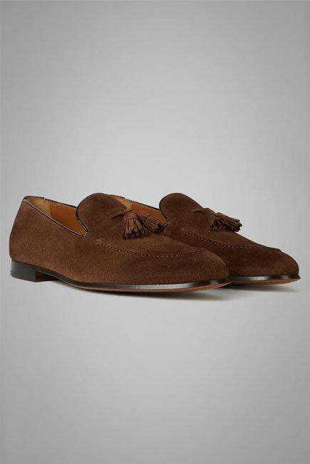 Brown Tassel Details Suede Loafers, , large image number 0