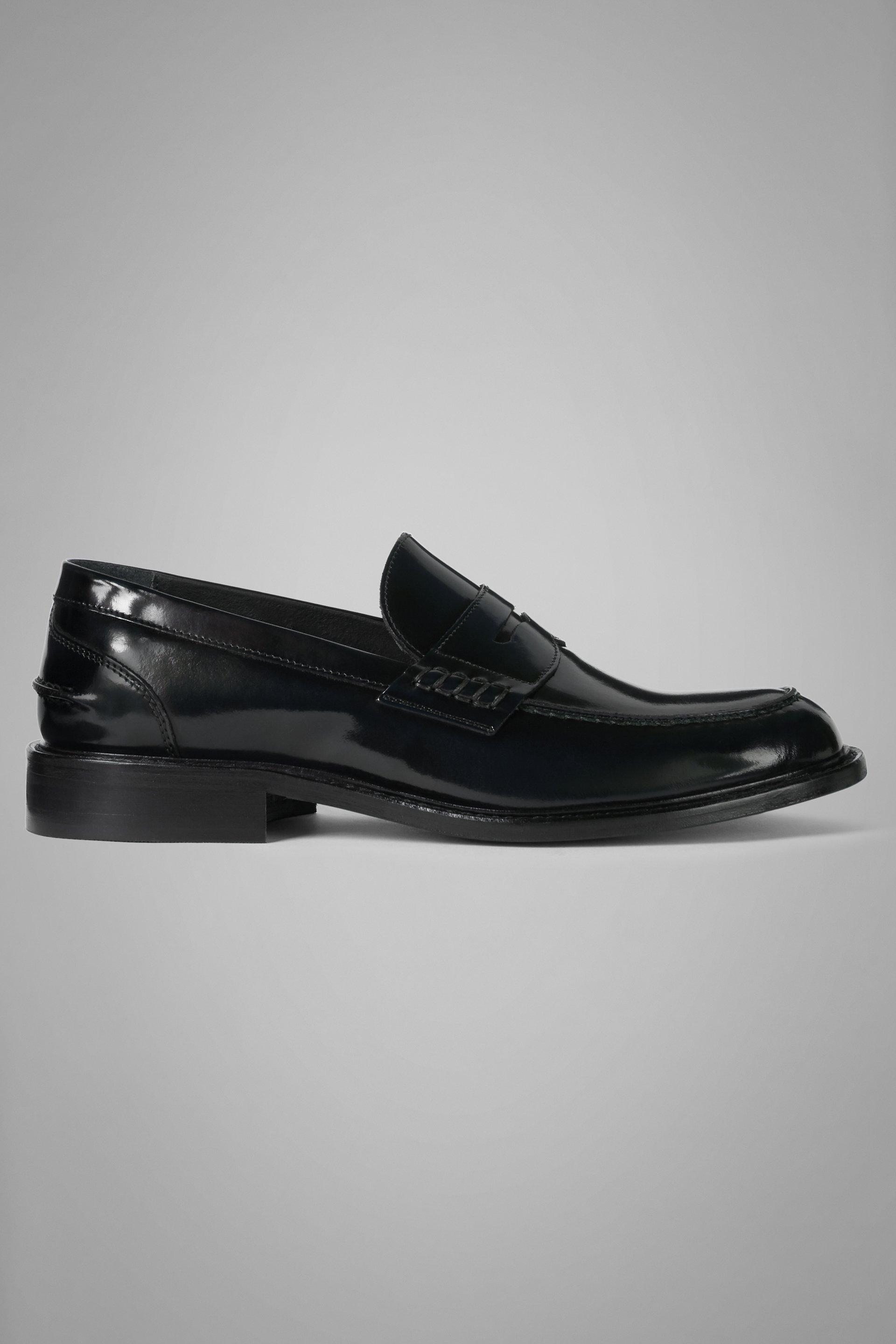 Navy Brushed Leather Loafers, , large image number 0
