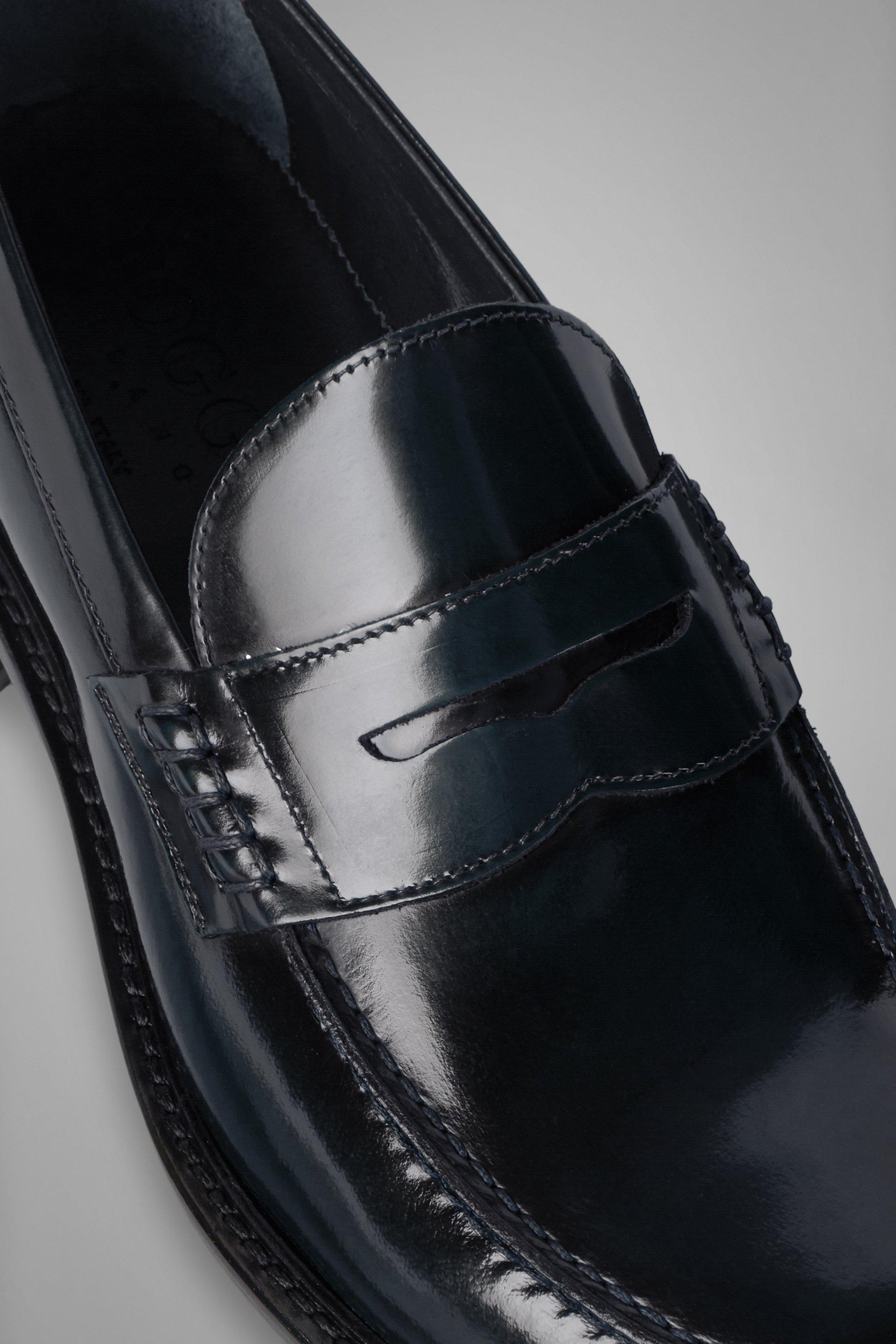 Navy Brushed Leather Loafers, , large image number 4