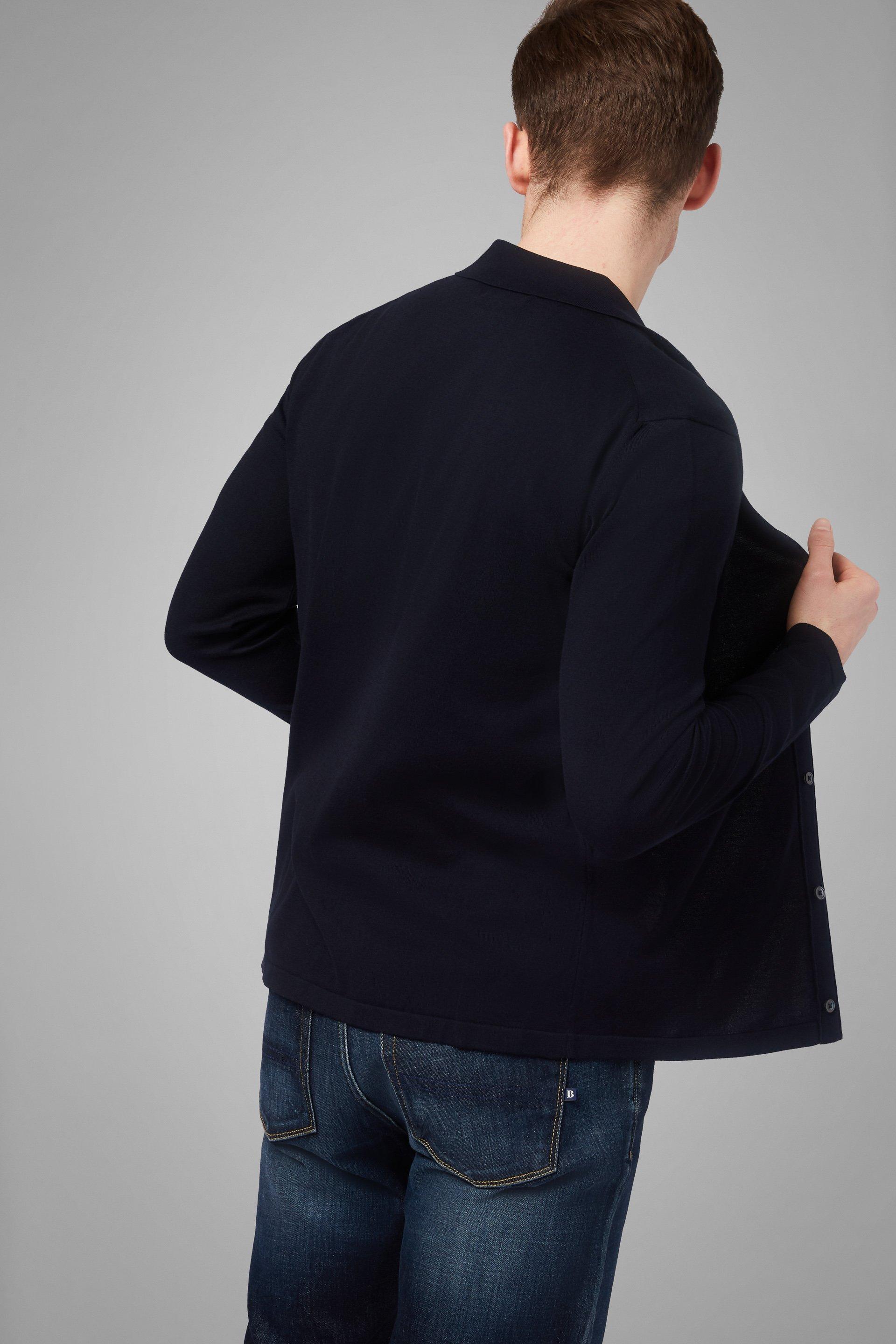 Navy Cotton Crepe Shirt Jumper, , large image number 3