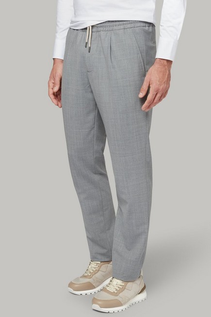 Boggi Milano Grey Drawstring Wool Trousers