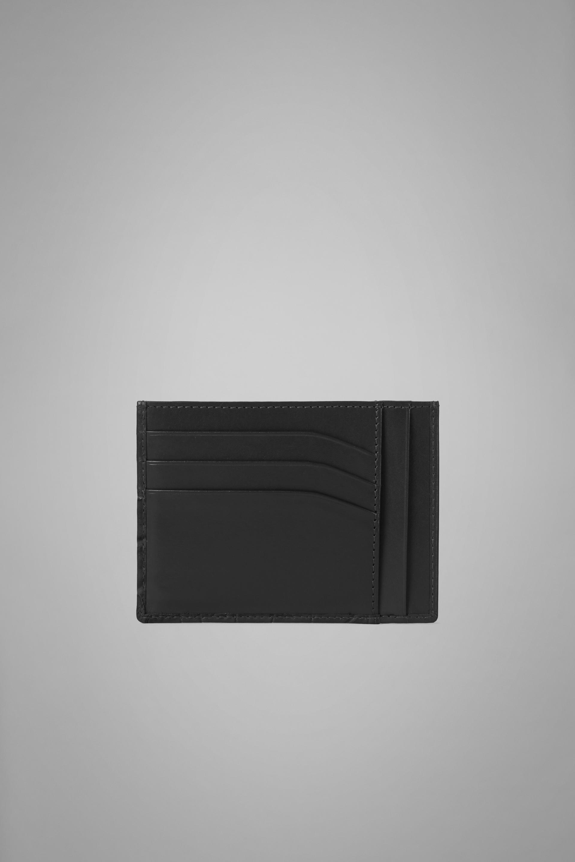 Black Large Faux Croc Print Leather Credit Card Holder For Men, , large image number 1