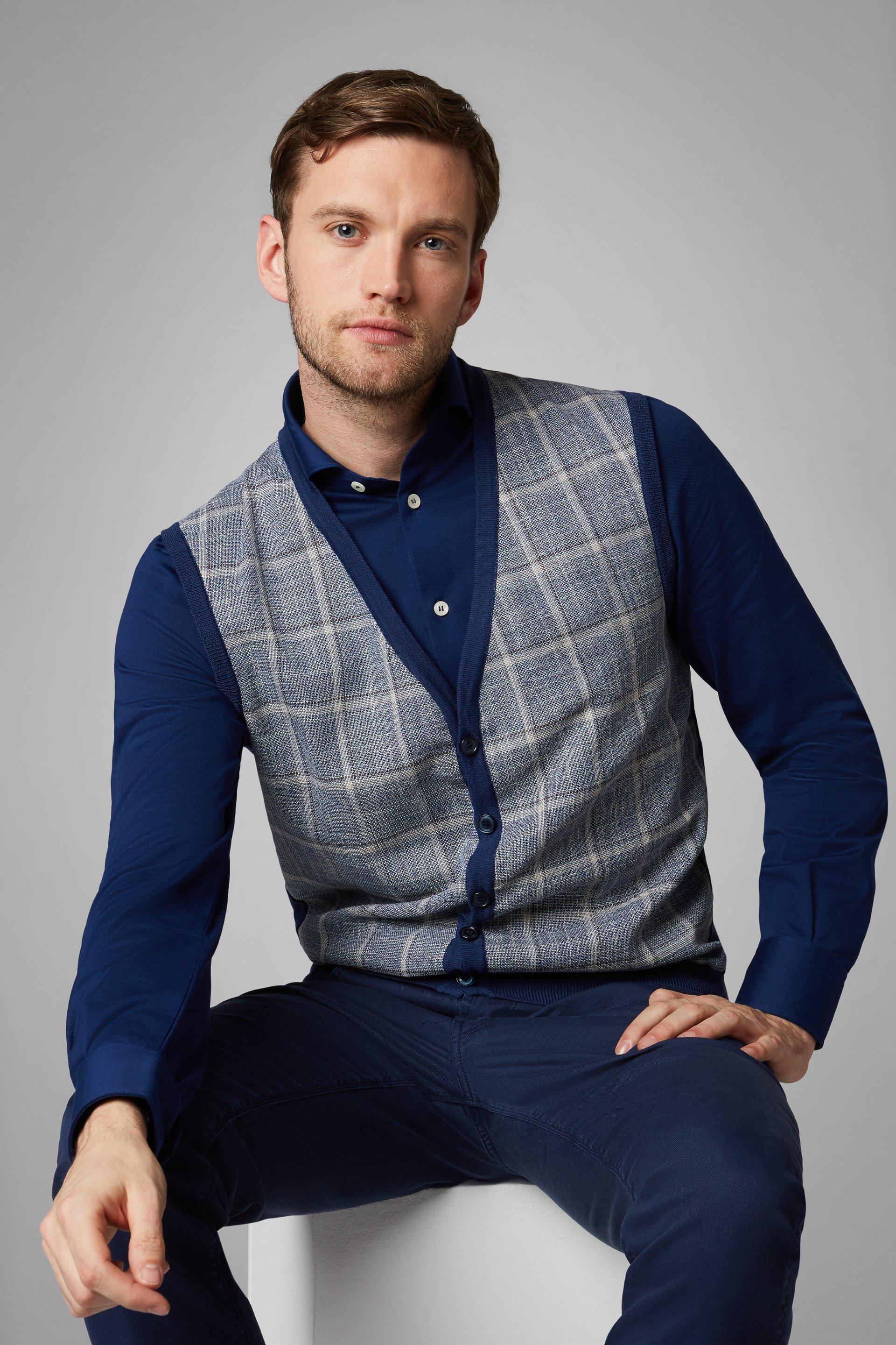 Blue Slim Gilet, , large image number 0