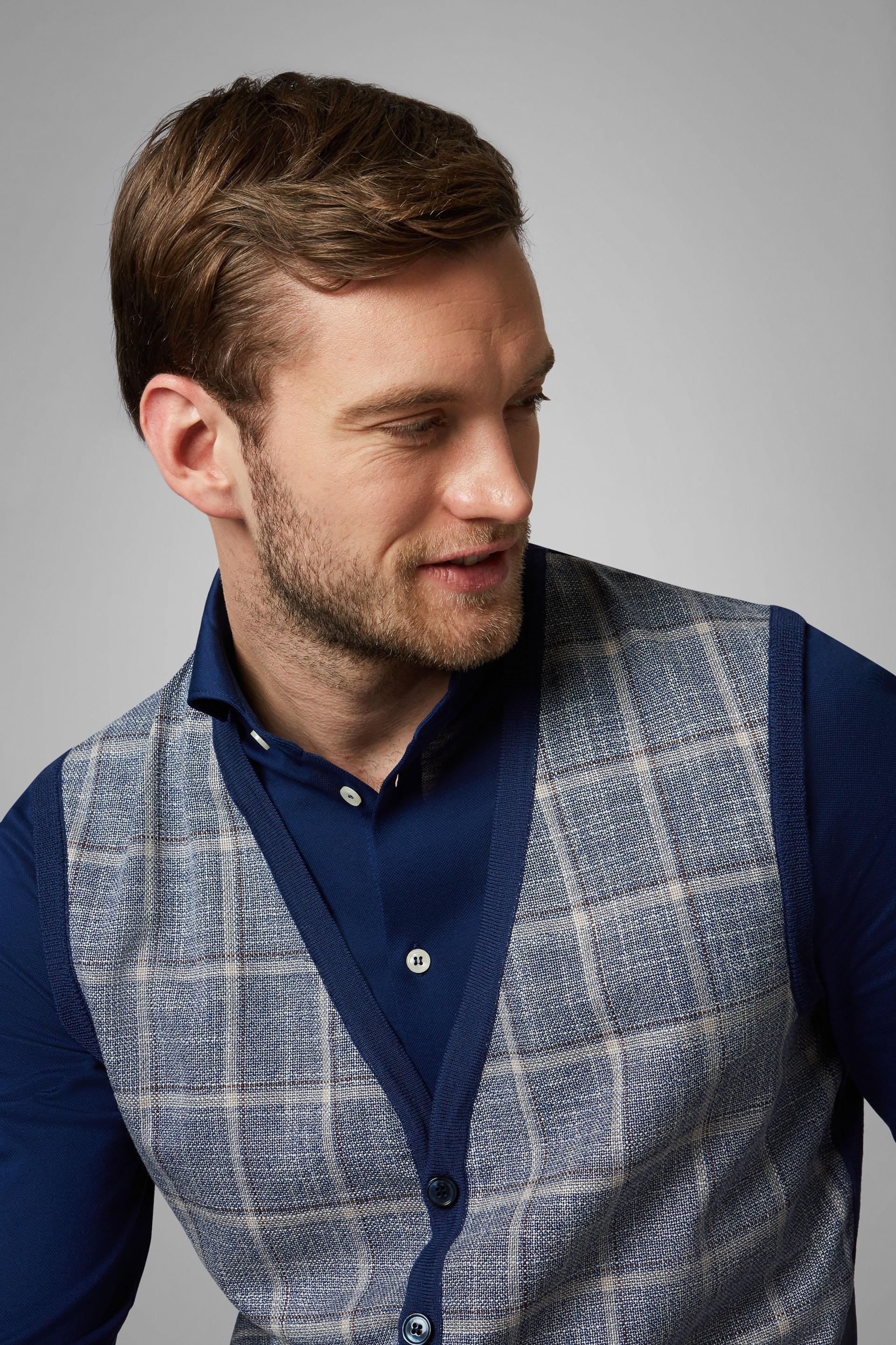 Blue Slim Gilet, , large image number 1