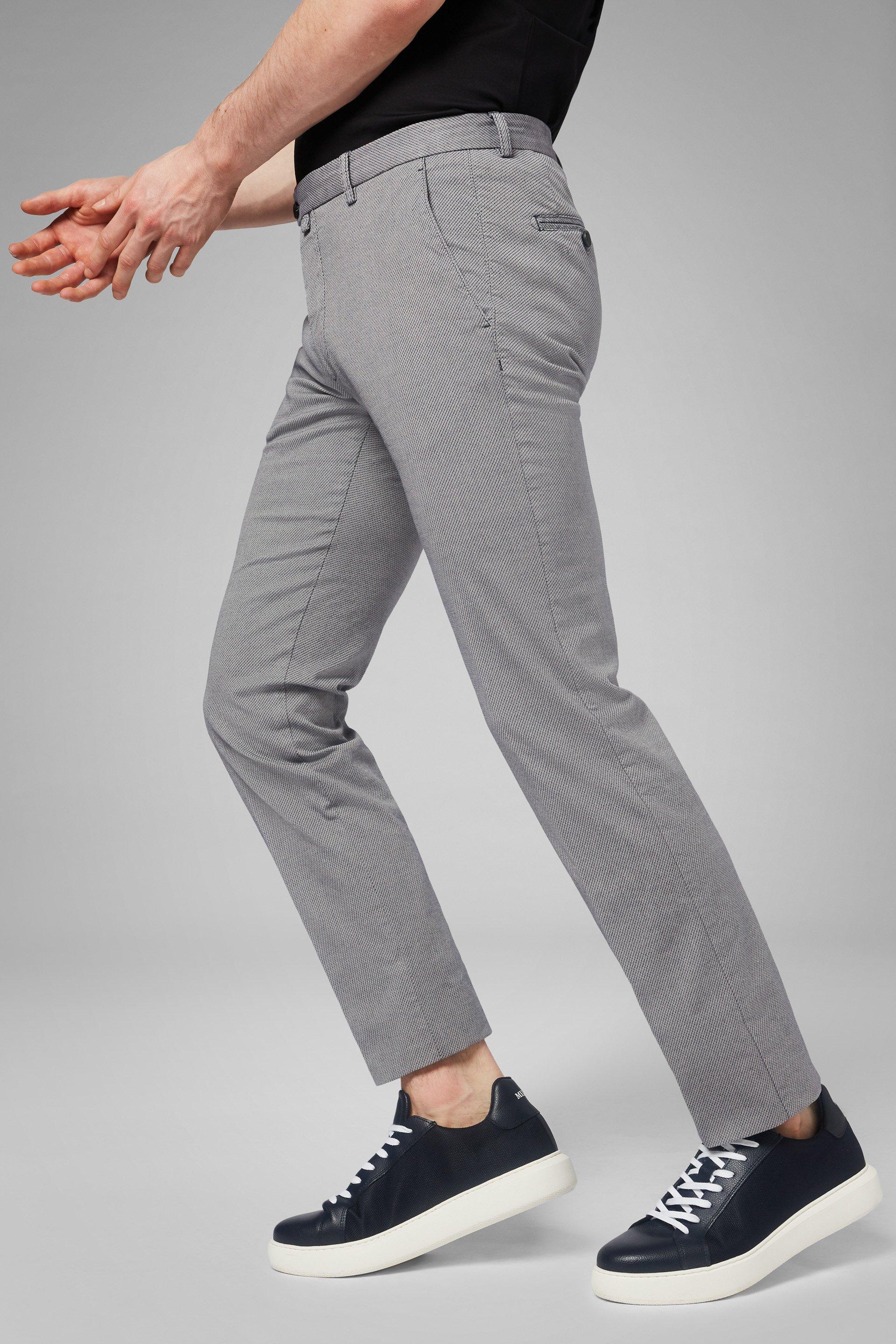 Grey Stretch Microstructure Cotton Trousers, , large image number 0