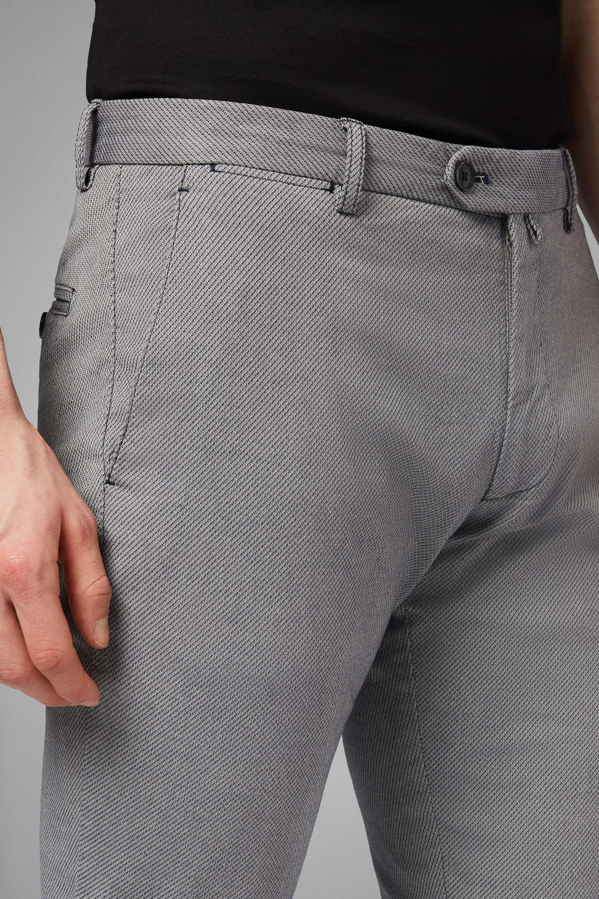 Grey Stretch Microstructure Cotton Trousers, , large image number 2