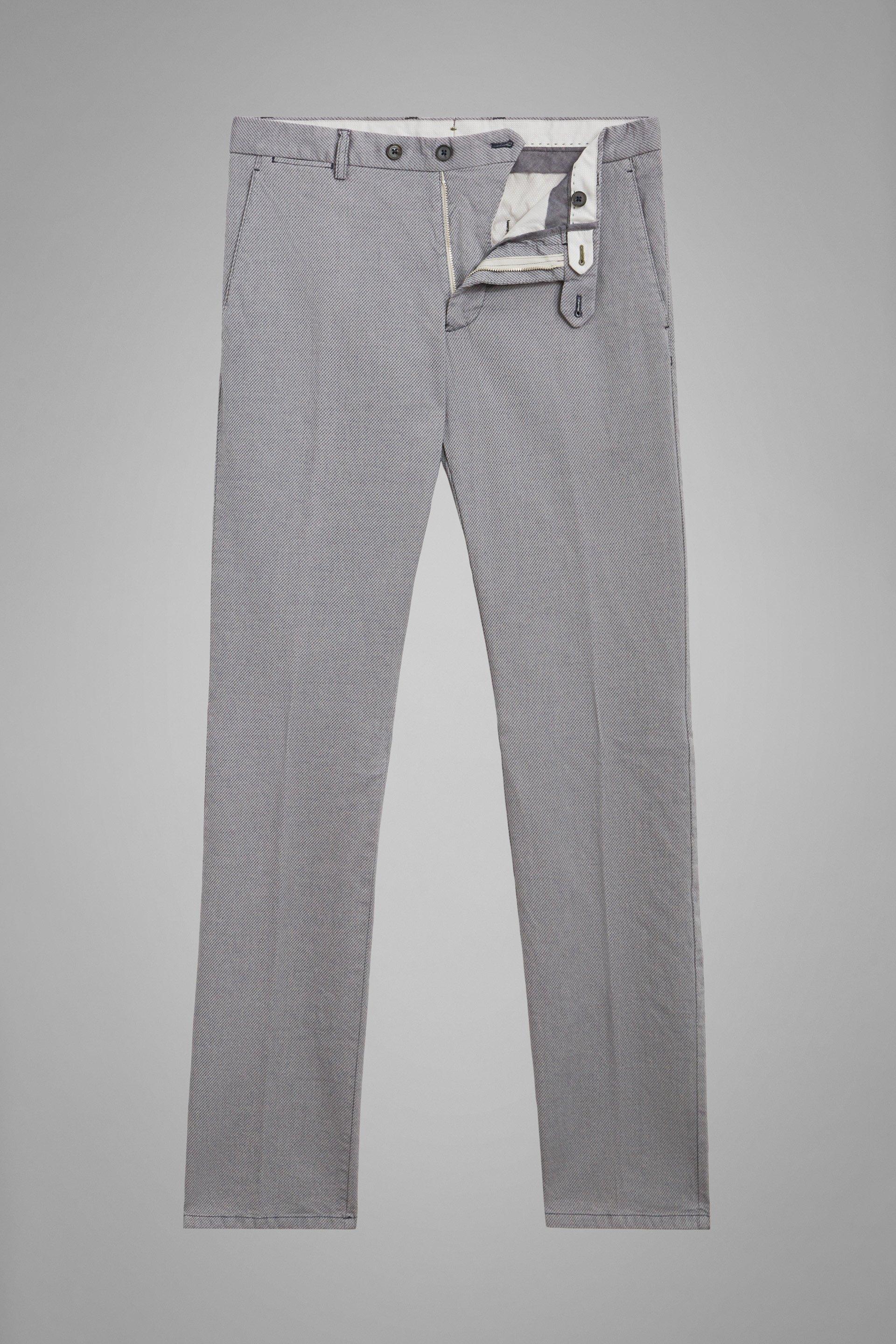 Grey Stretch Microstructure Cotton Trousers, , large image number 3