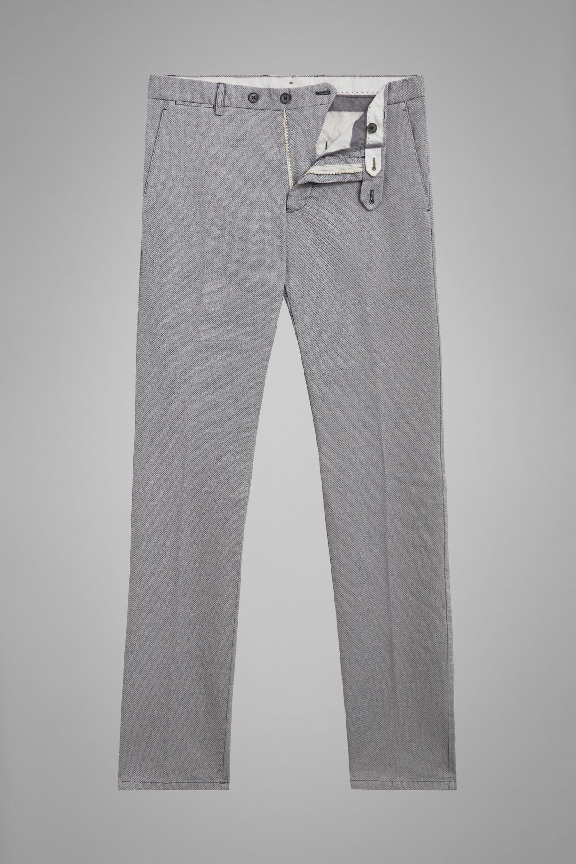 Grey Stretch Microstructure Cotton Trousers, Grey - Charcoal, large image number 5