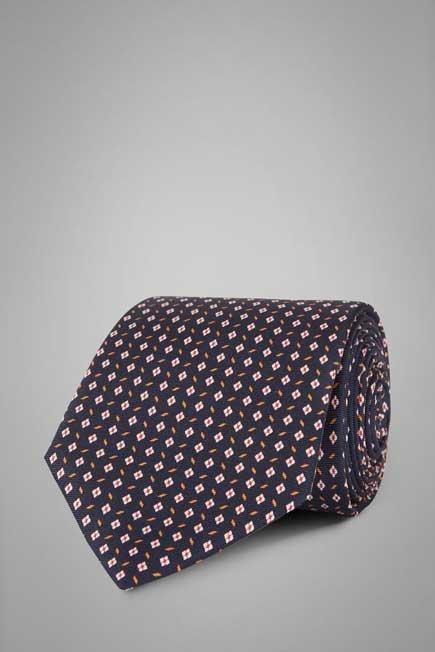 Blue Printed Silk Tie For Men, , large image number 0