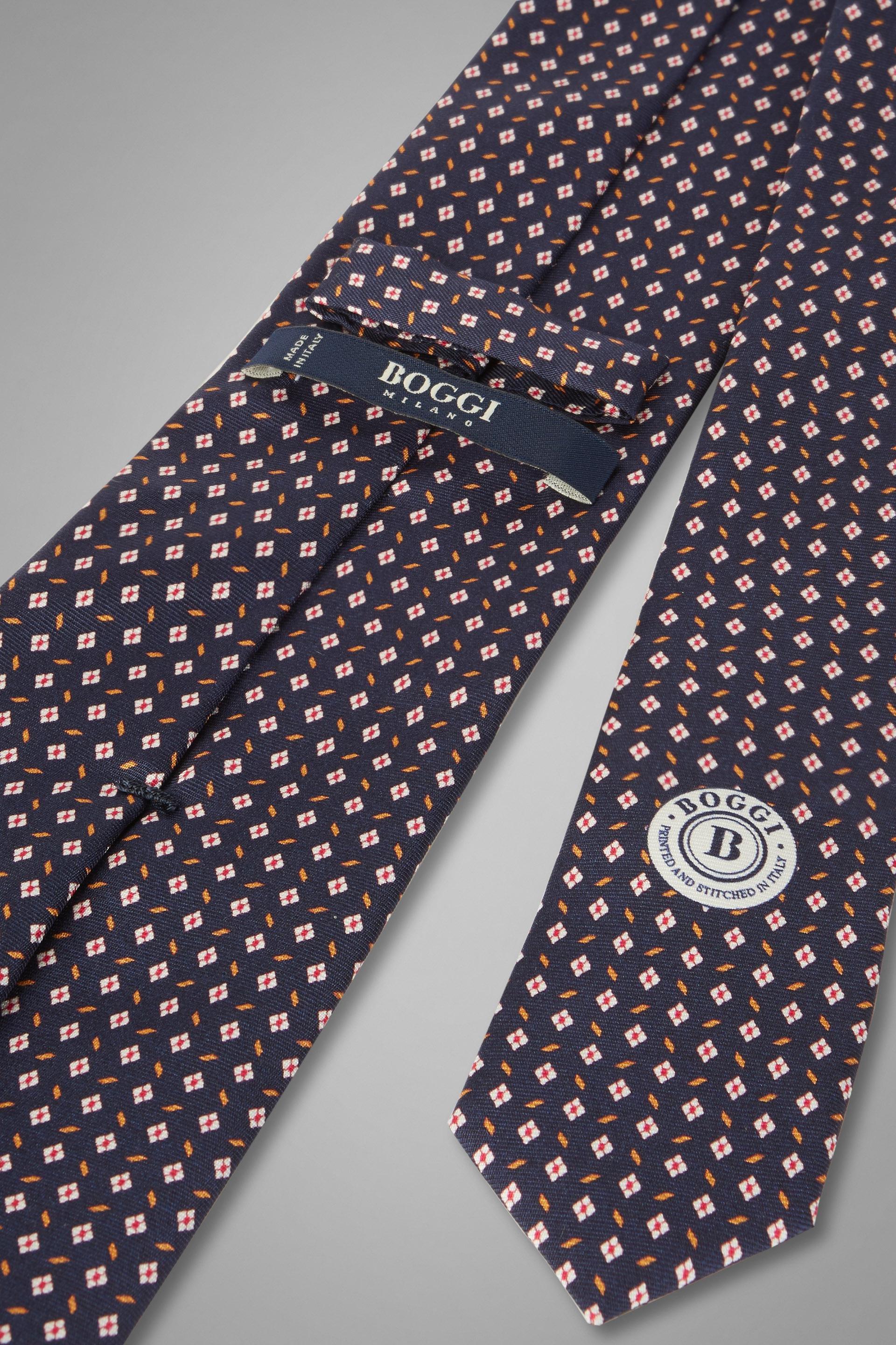 Blue Printed Silk Tie For Men, , large image number 2
