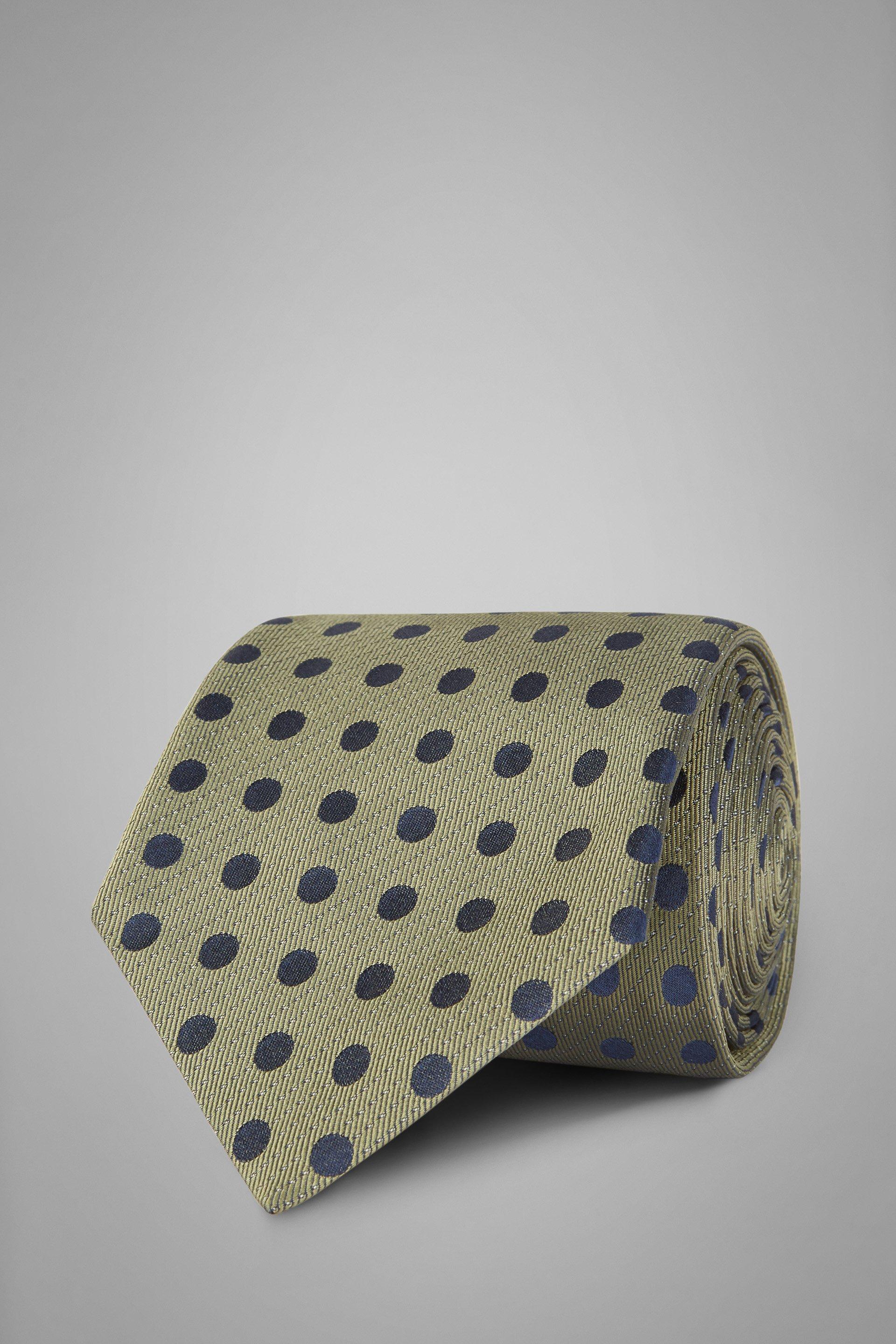 Green Polka Dot Silk Jacquard Tie, , large image number 0