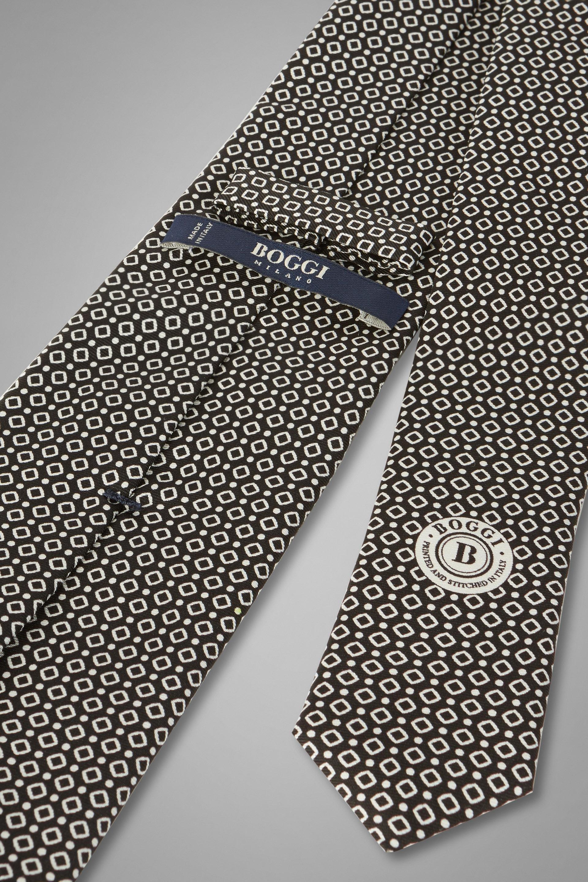 Black Printed Silk Tie For Men, , large image number 1