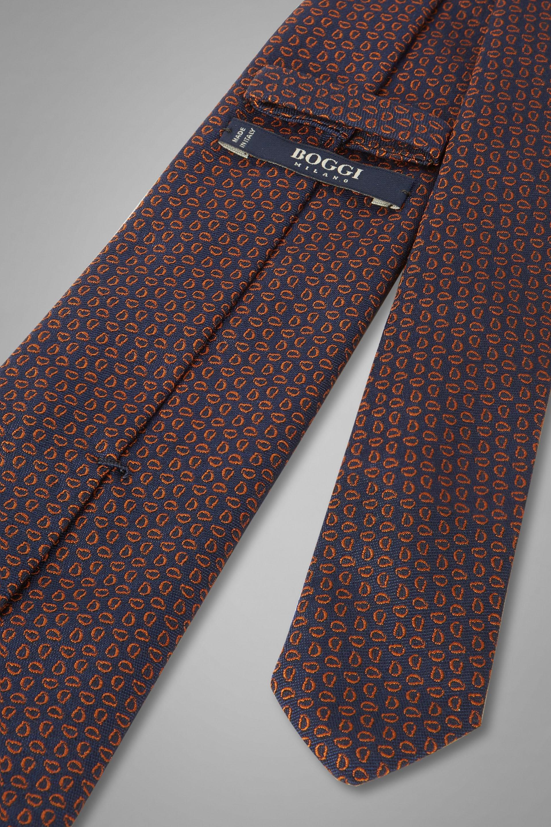 Blue Patterned Silk Jacquard Tie For Men, , large image number 2