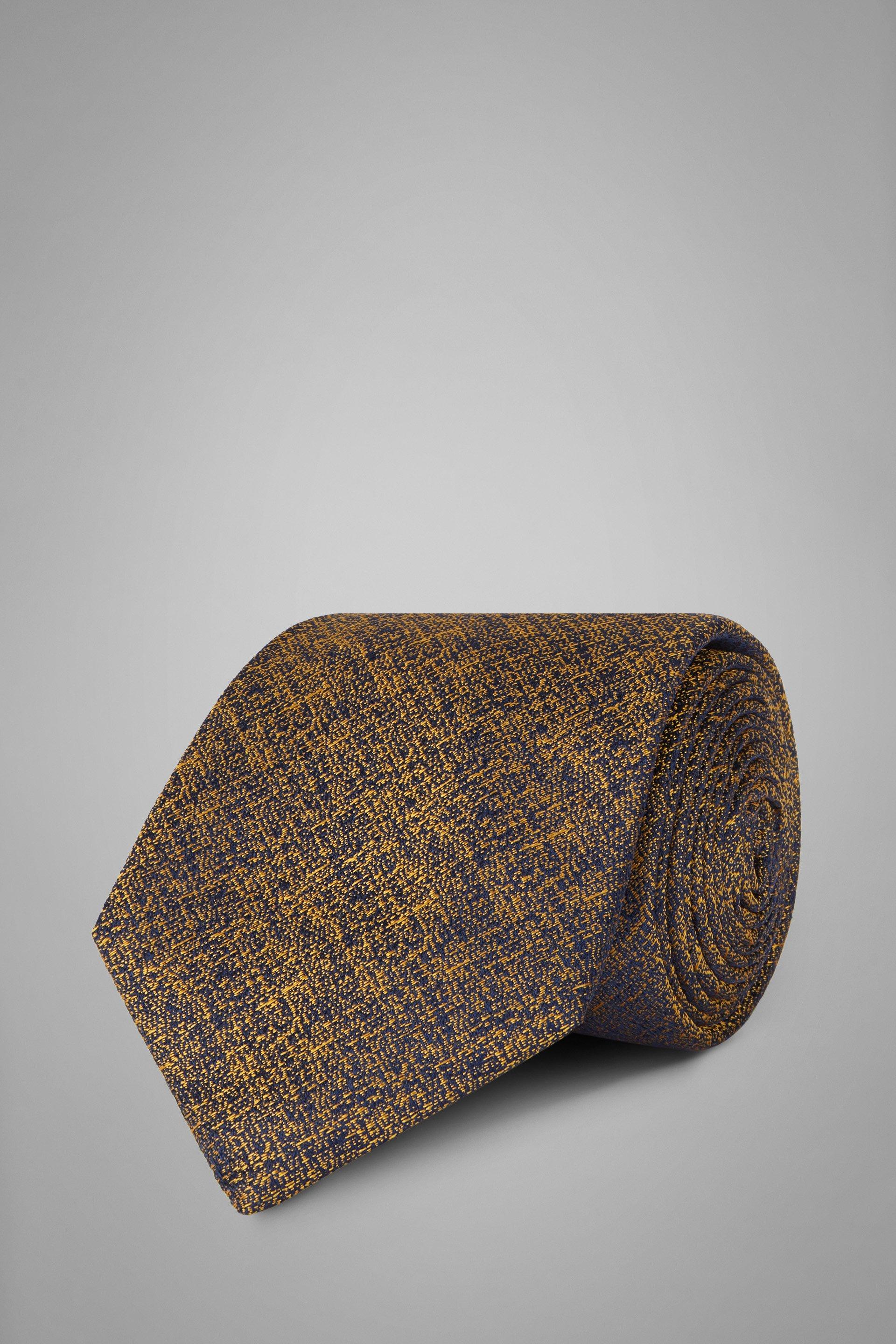 Blue Gold Plain Silk Jacquard Tie, , large image number 0