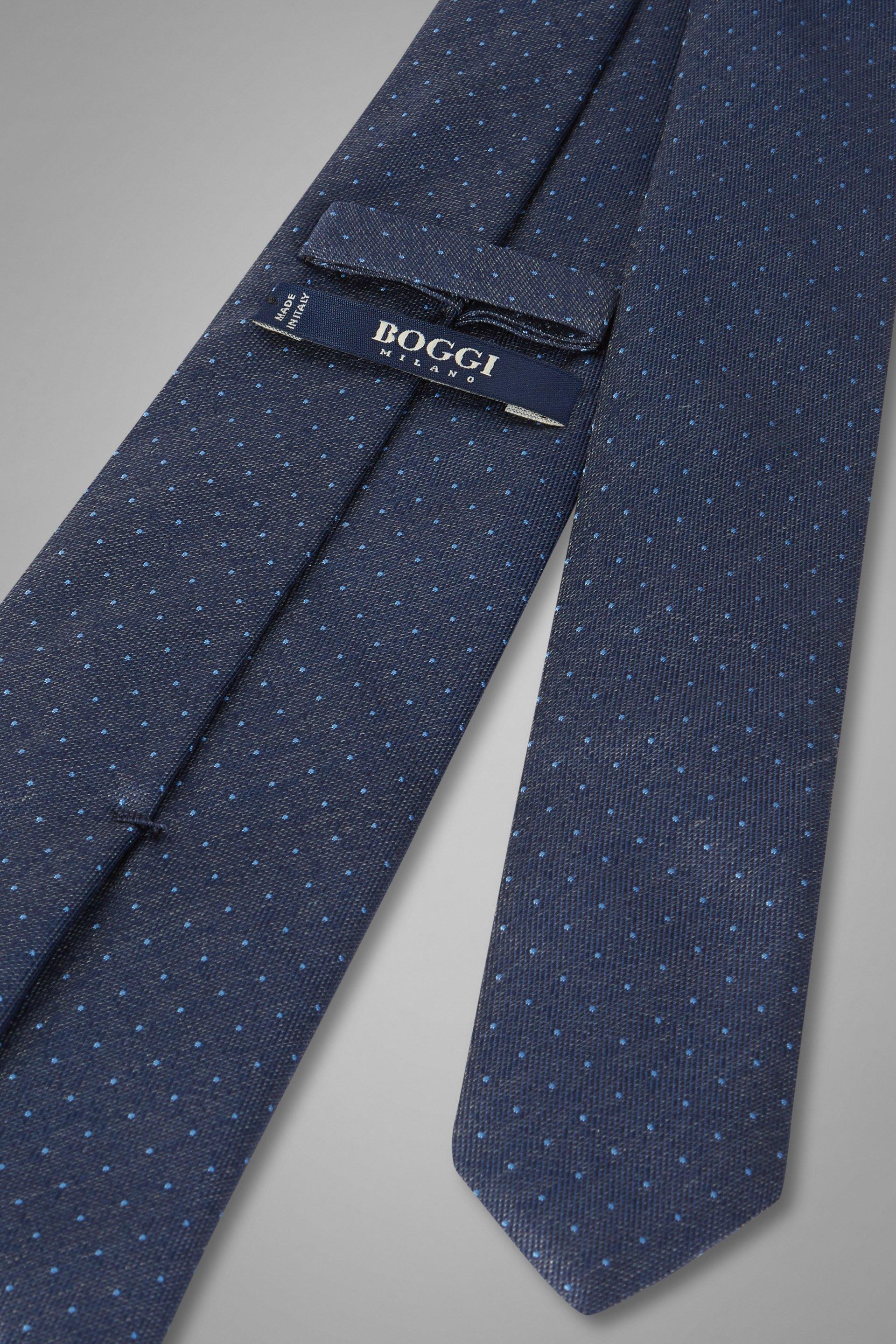 Denim Blue Micro Polka Dot Silk Jacquard Tie For Men, , large image number 2