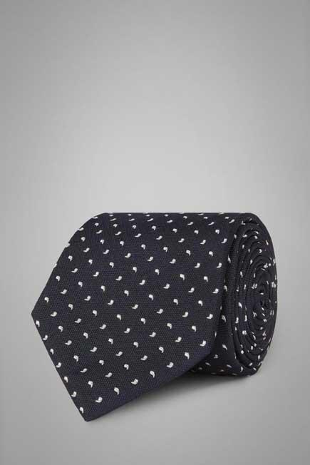 Blue Micro Paisley Silk Jacquard Tie For Men, , large image number 0